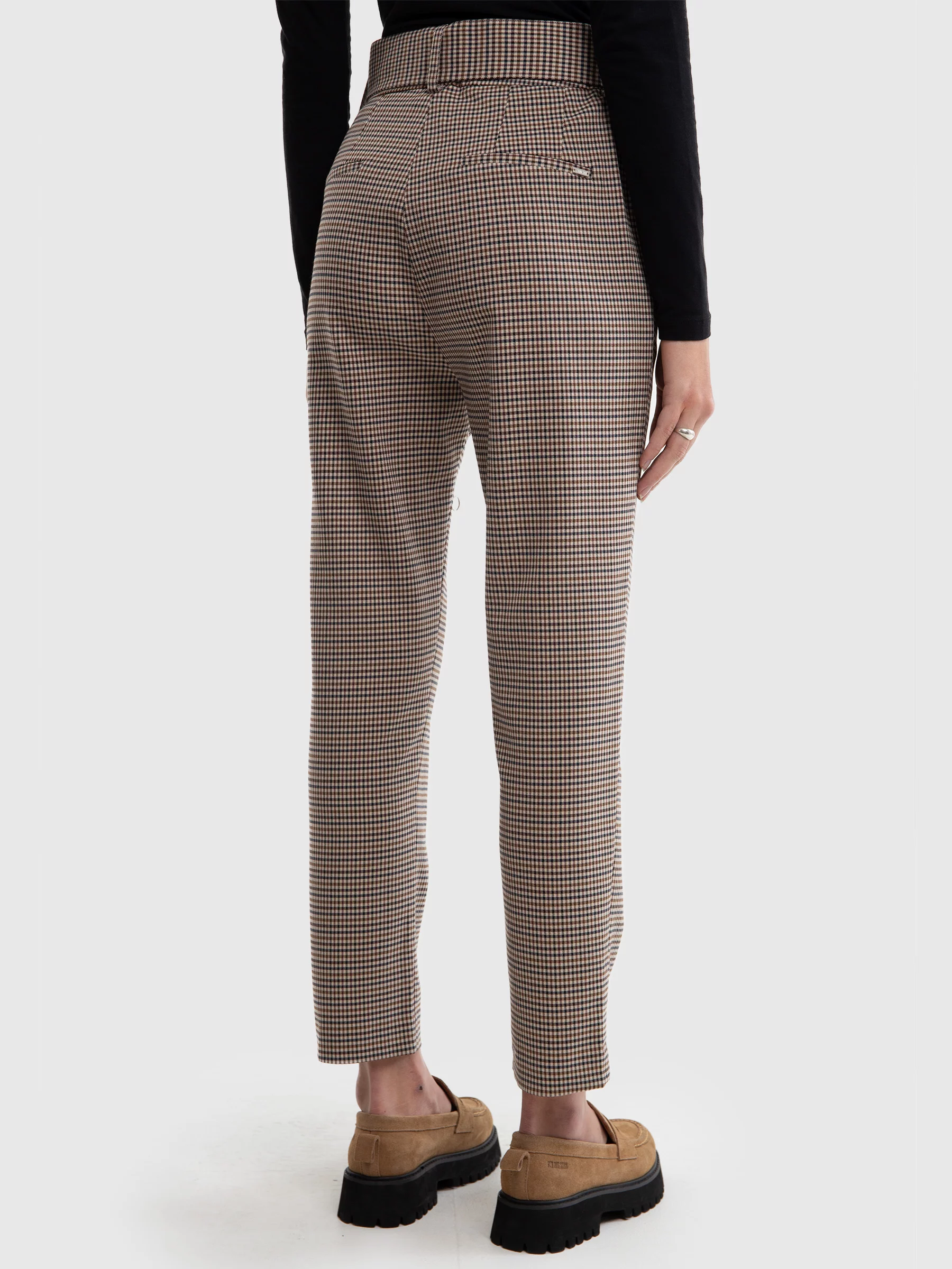 Spodnie damskie cygaretki z wysokim stanem w kratę Melisanai 000/ Melisana 000