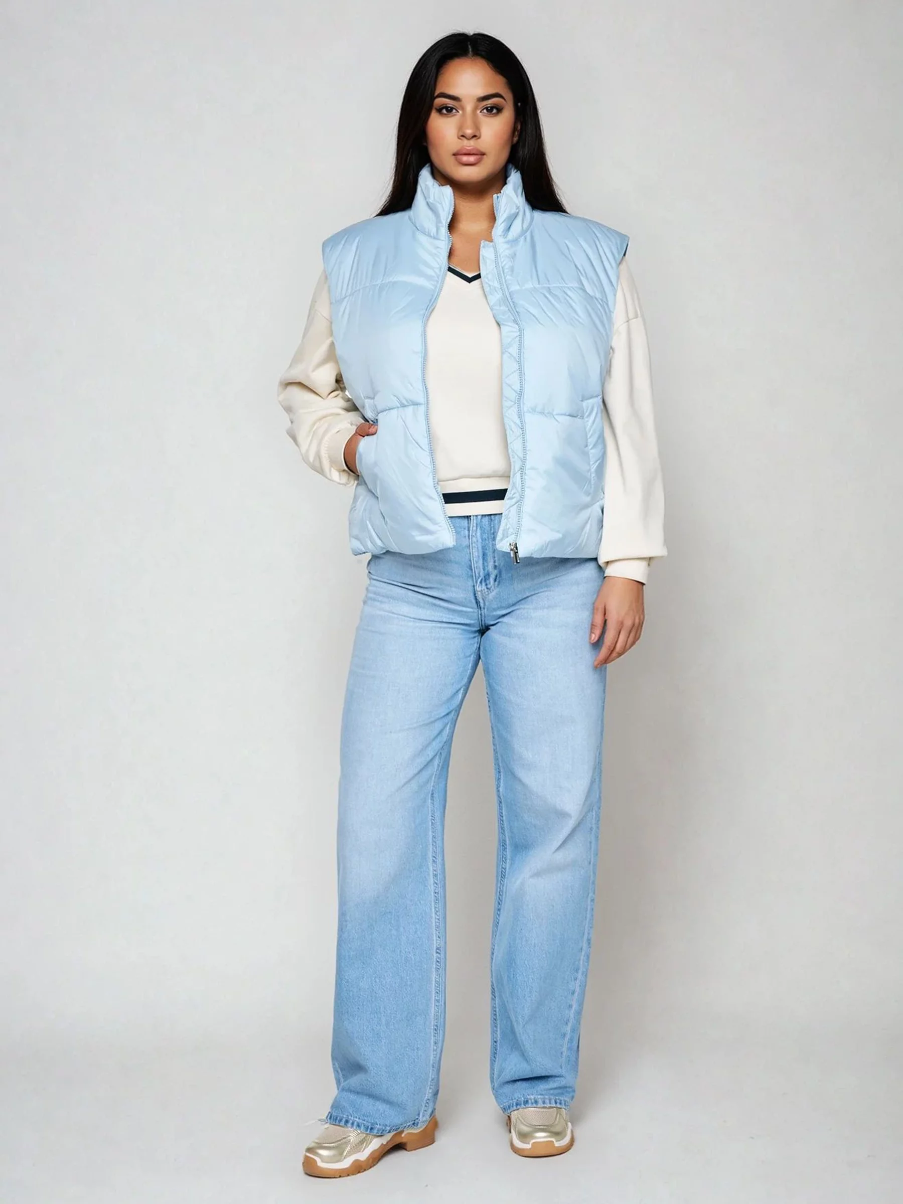 Kamizelka damska ocieplana błękitna Bonda 400