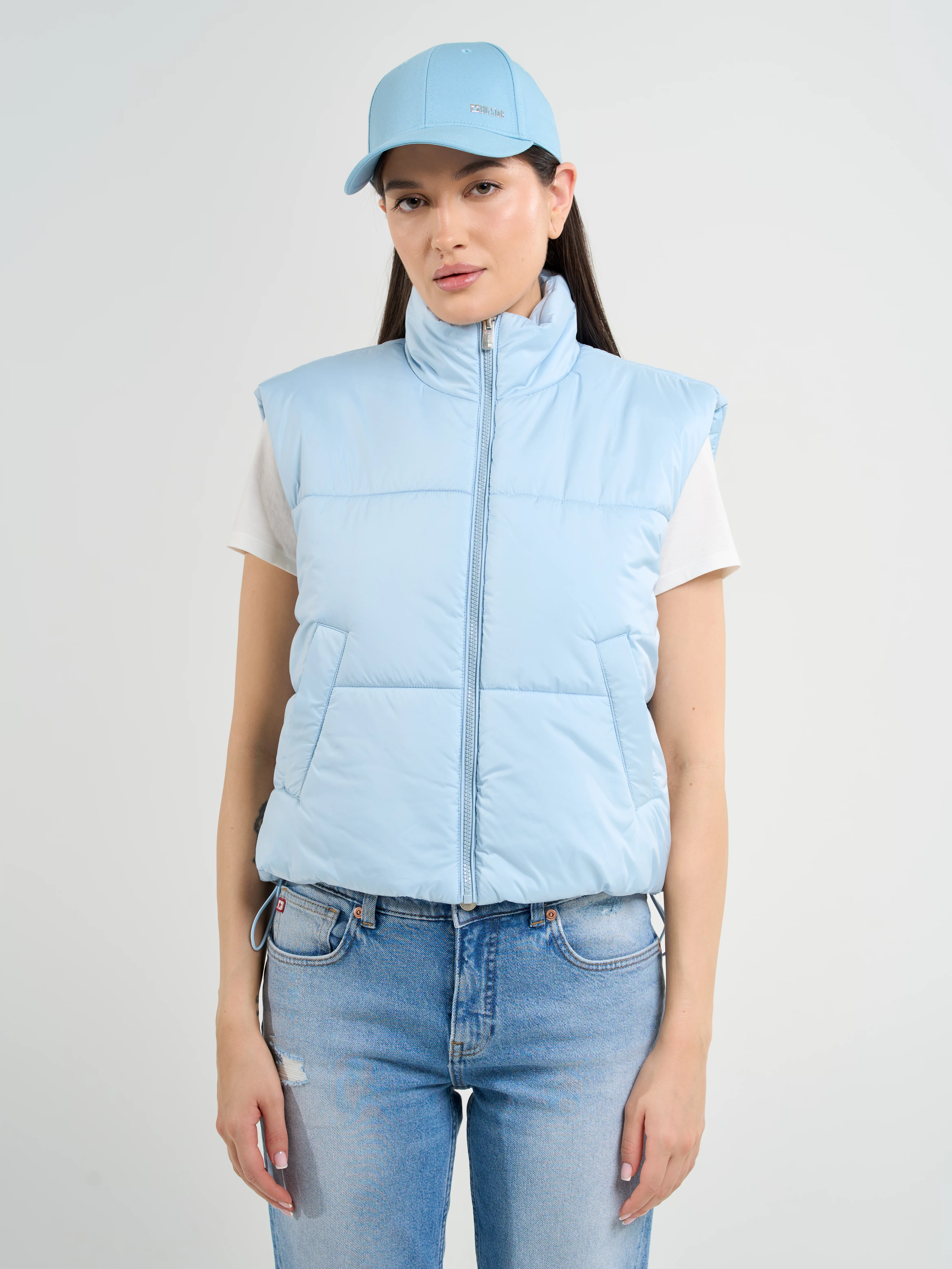 Kamizelka damska ocieplana błękitna Bonda 400