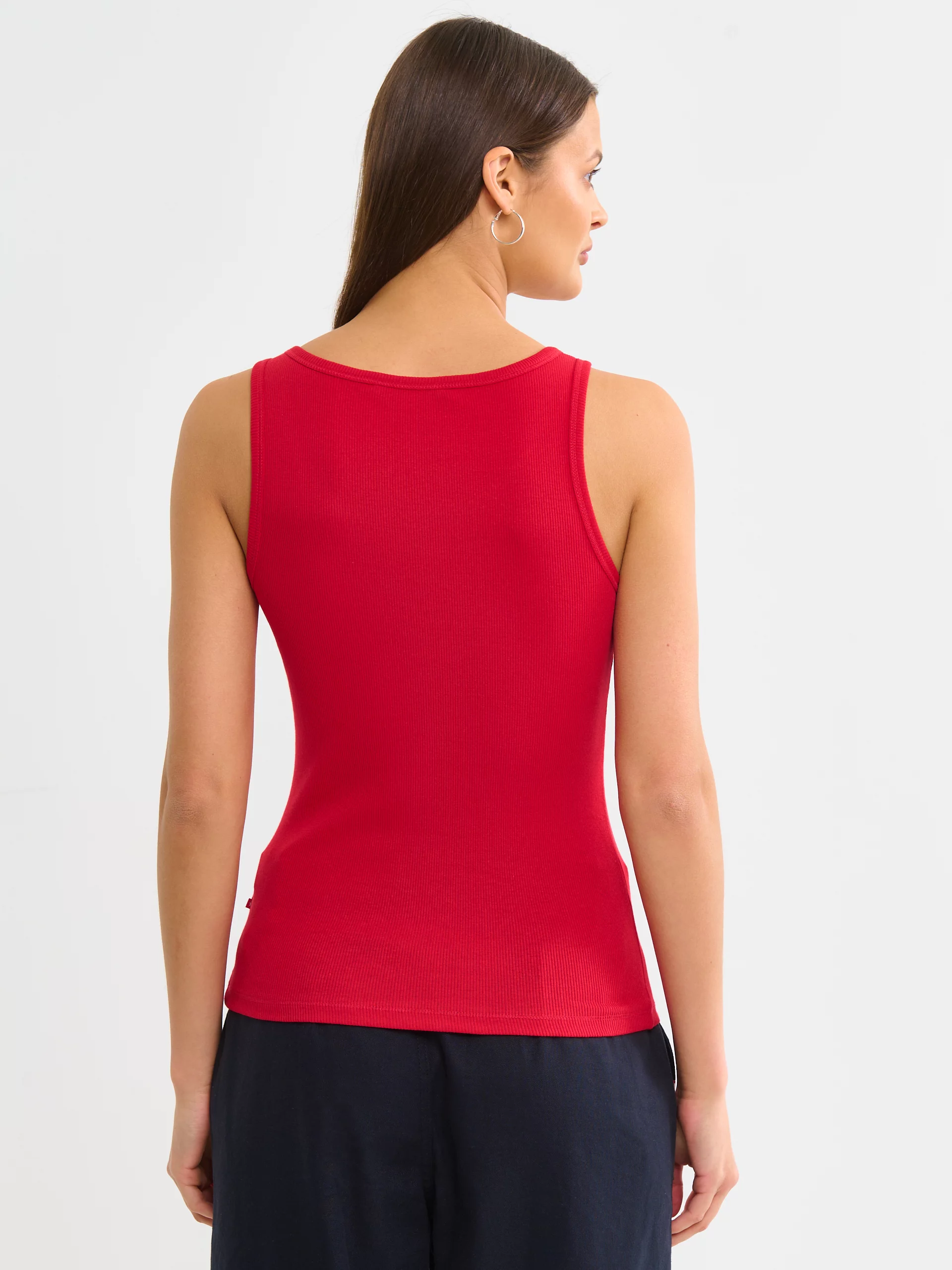 Koszulka damska na ramiączkach prążkowana czerwona Aurela 603