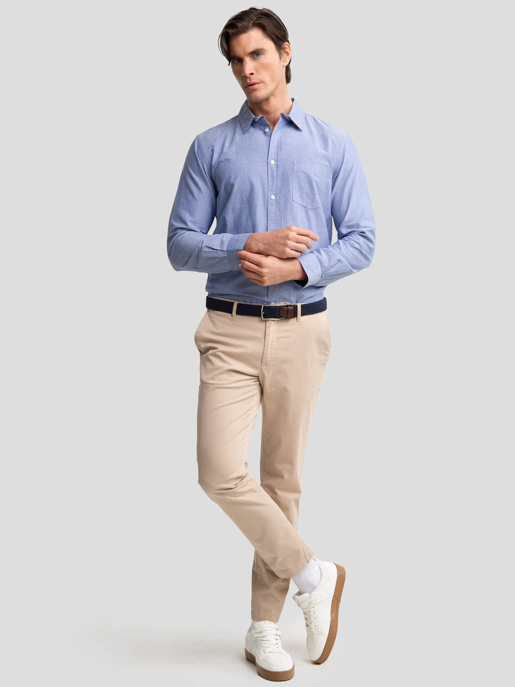 Koszula męska z tkaniny typu oxford niebieska Trixi 401