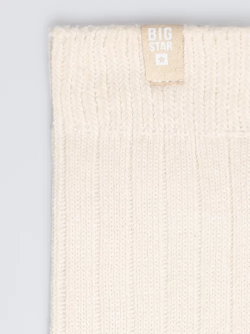 Skarpety damskie długie w prążek kremowy Doti 102