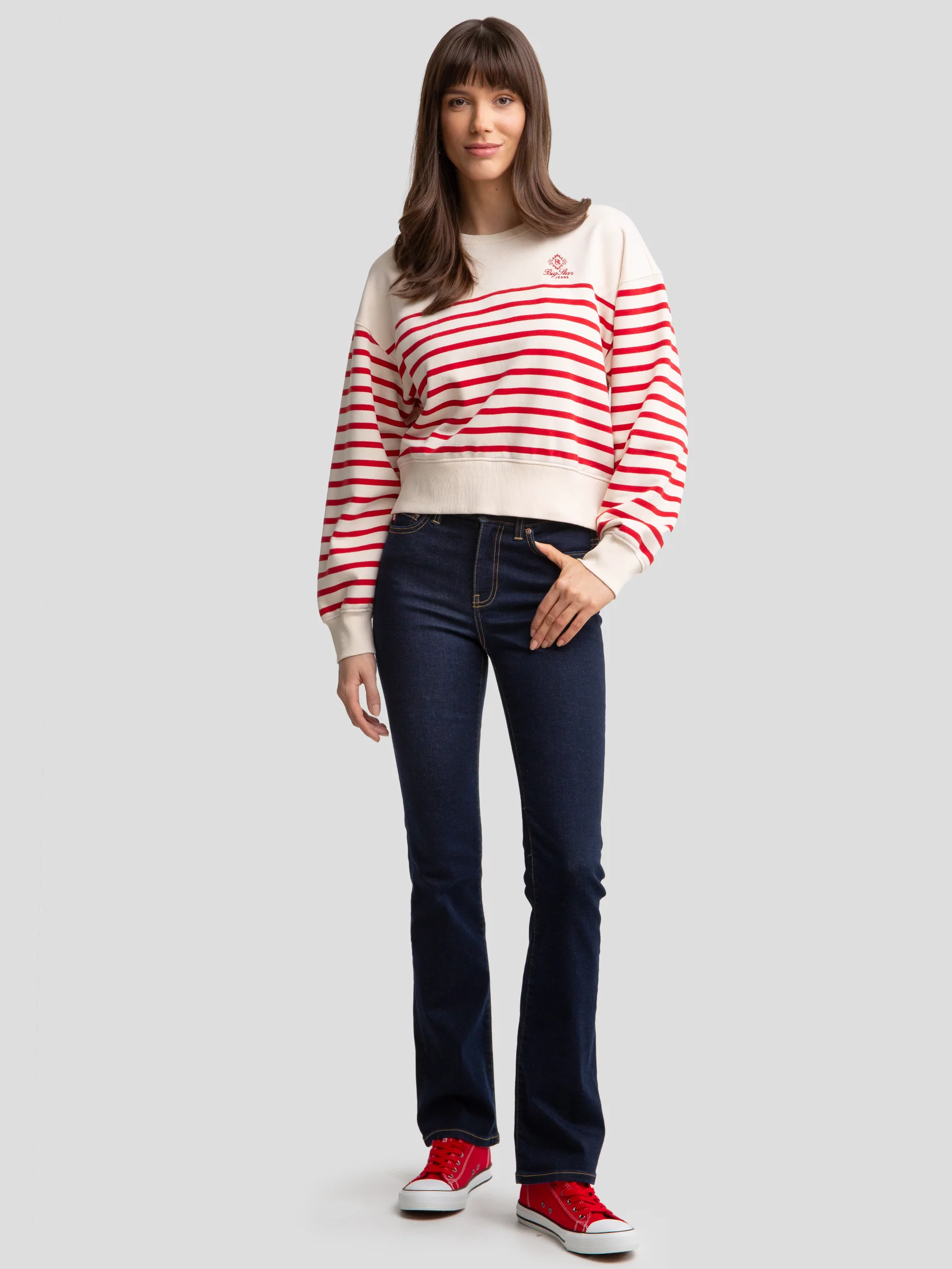 Bluza damska bawełniana w paski kremowa Rosa 103