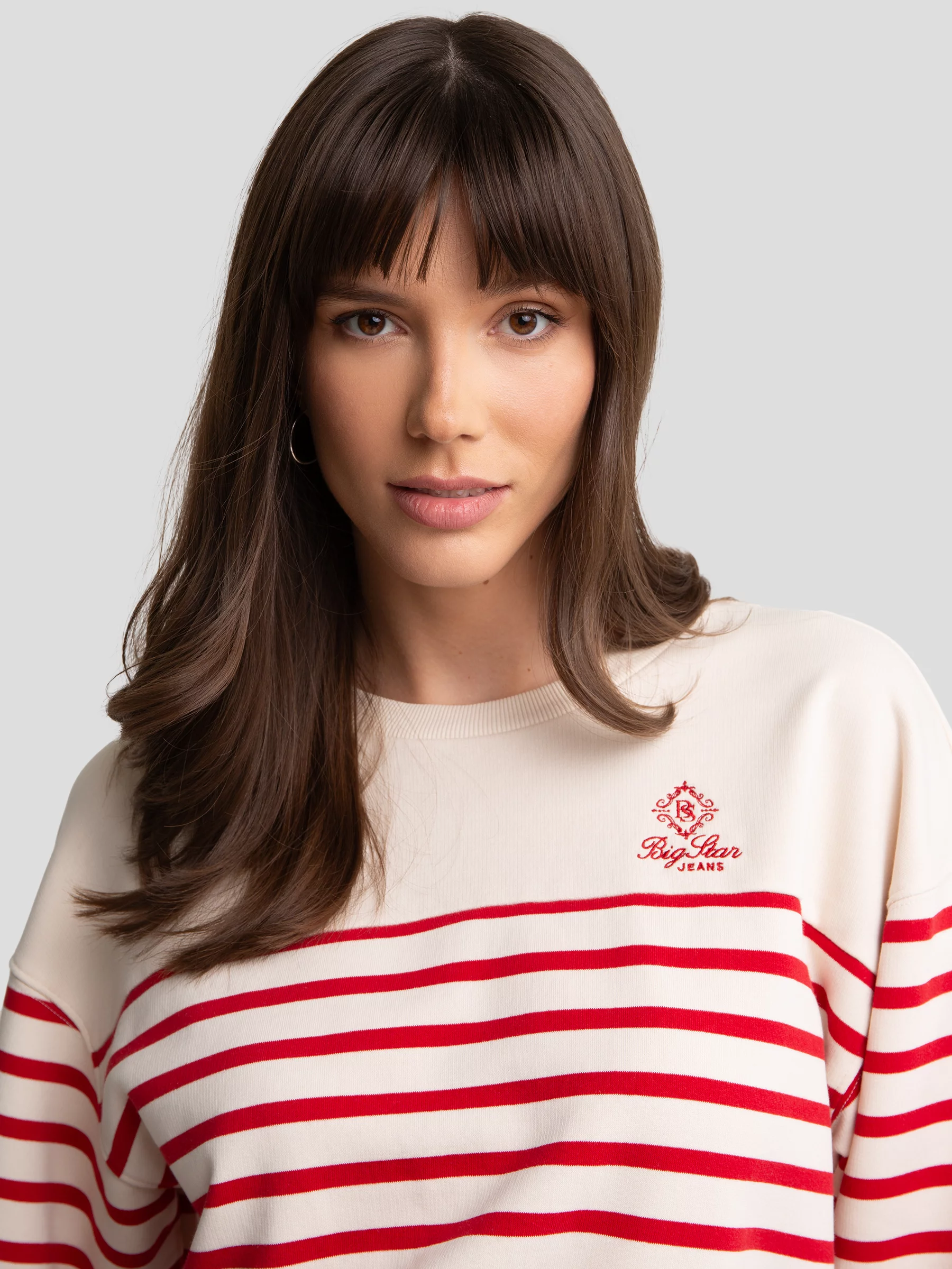 Bluza damska bawełniana w paski kremowa Rosa 103