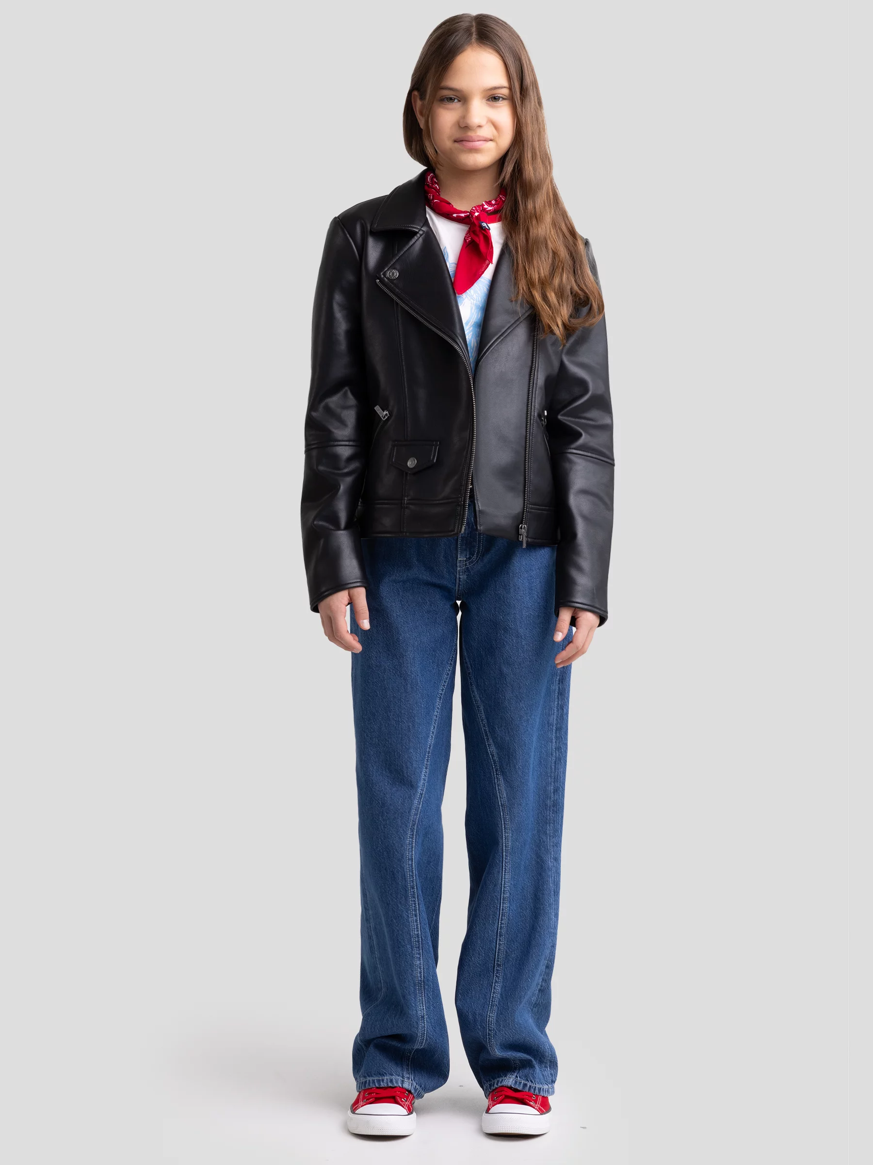 Kurtka dziewczęca ramoneska czarna Aria 906