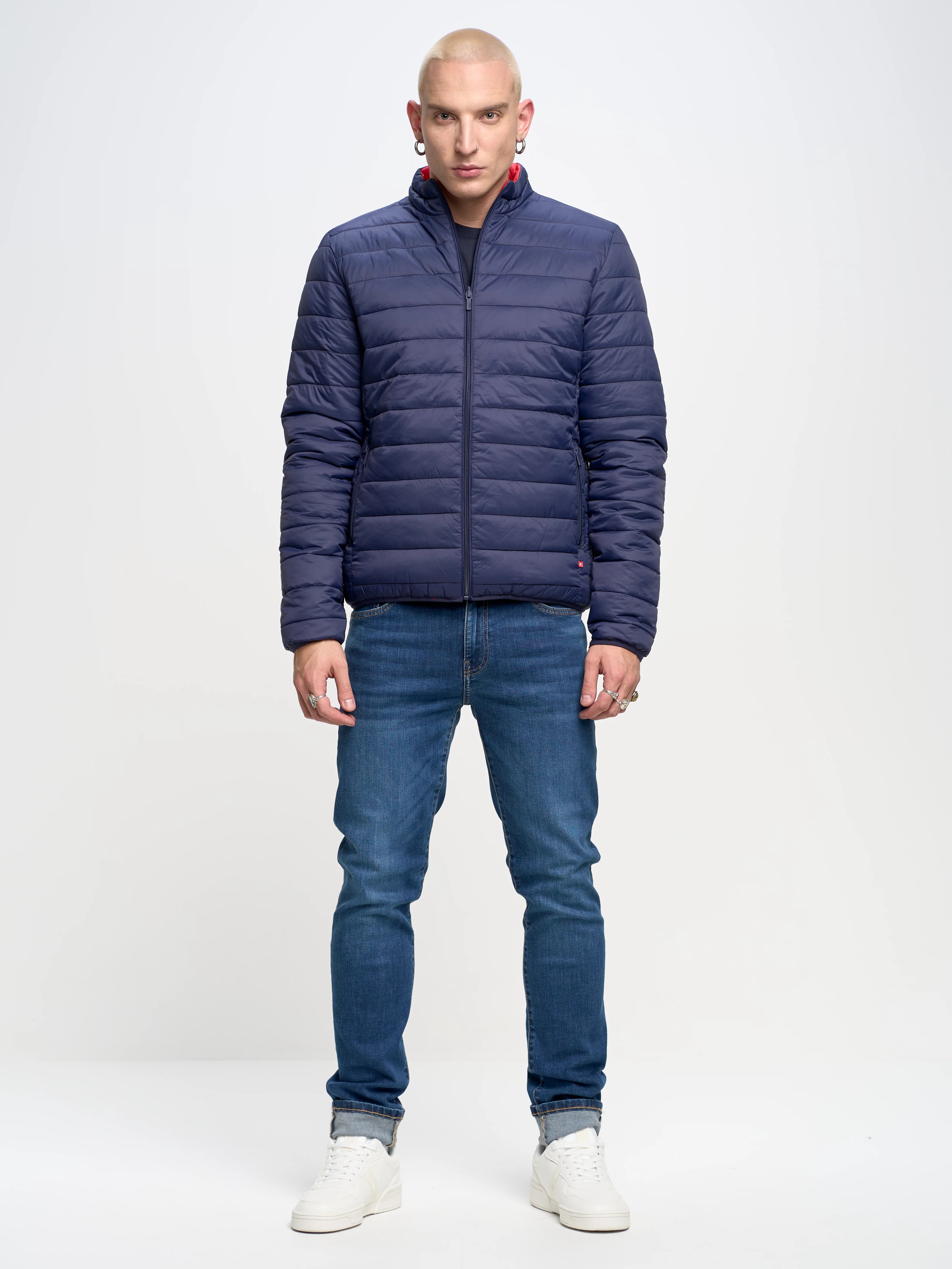 Kurtka męska pikowana dwustronna ze stójką granatowa Abelard 404