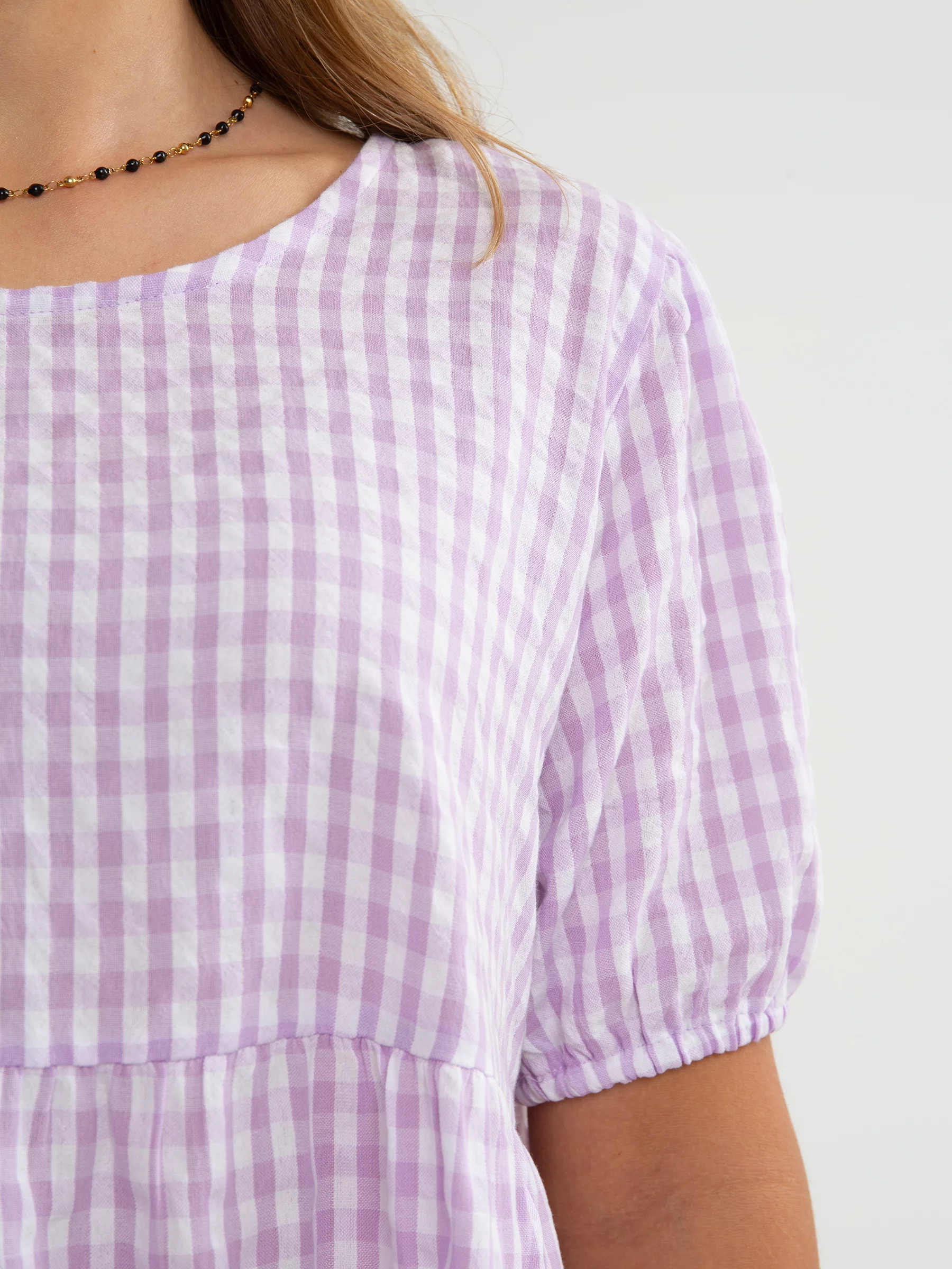 Sukienka dziewczęca w kratkę fioletowa Amelia 500