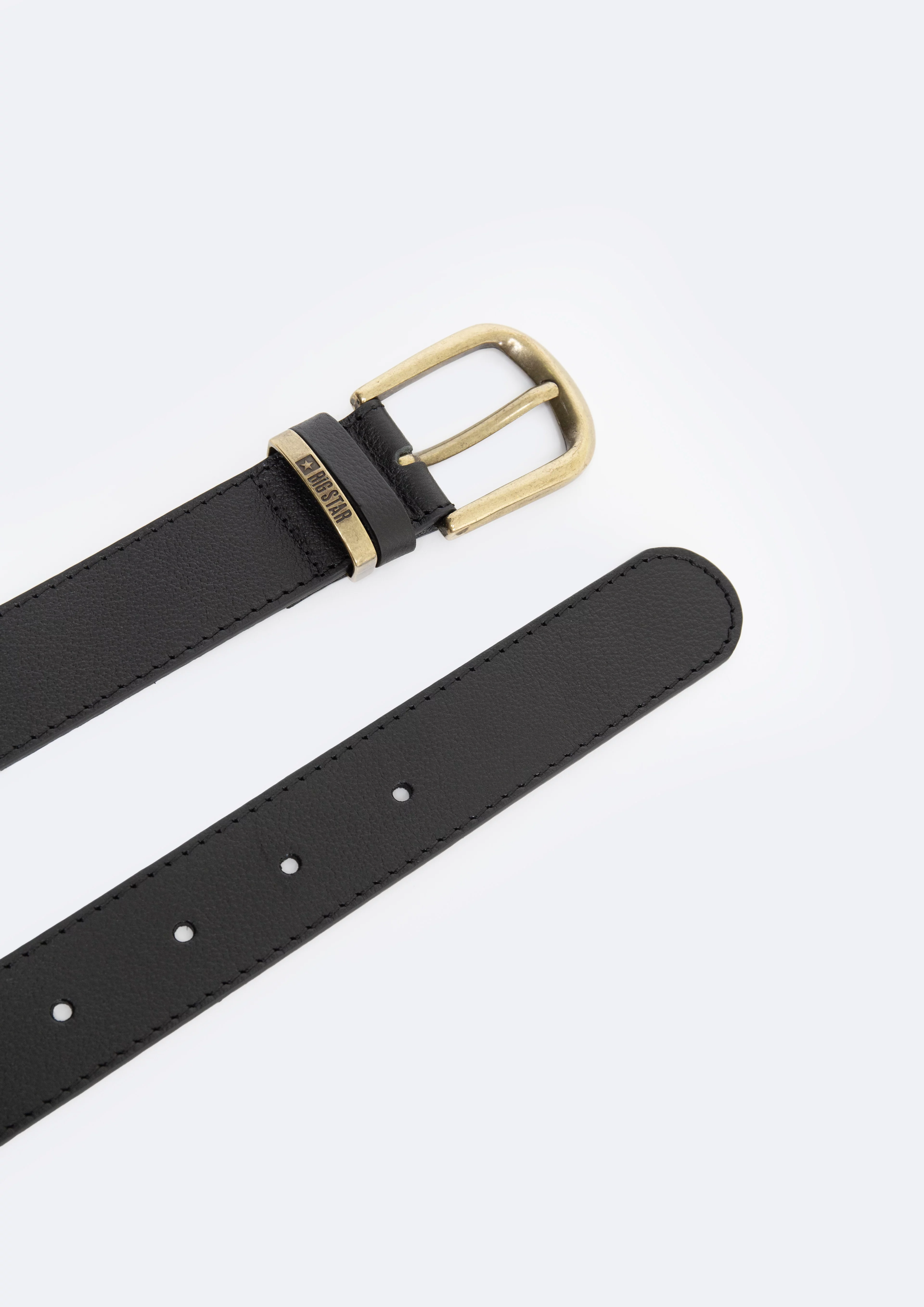 Pasek damski skórzany ze złotą klamrą czarny Gilda 906