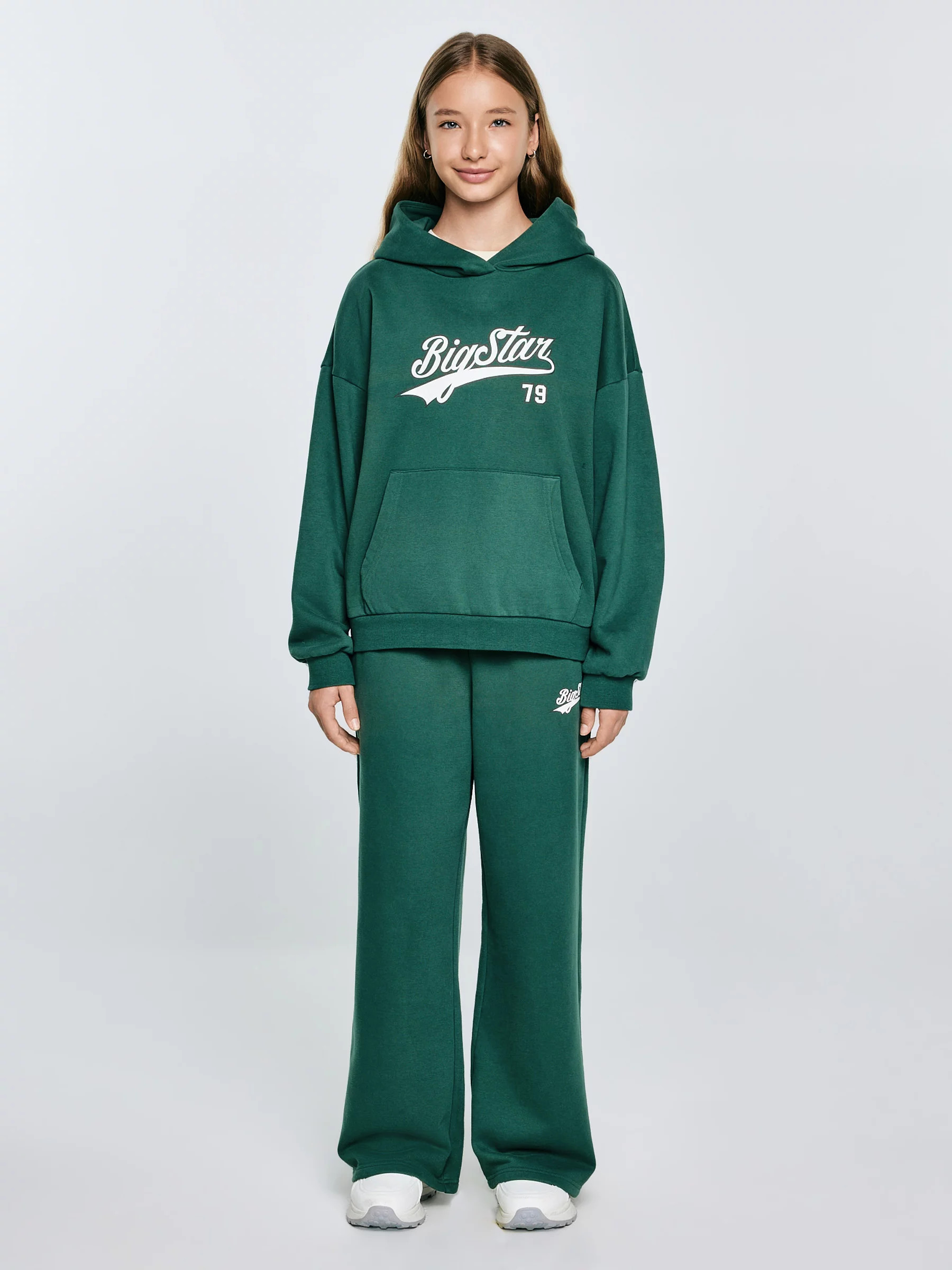 Spodnie dziewczęce dresowe wide zielone Rubiliapw 304