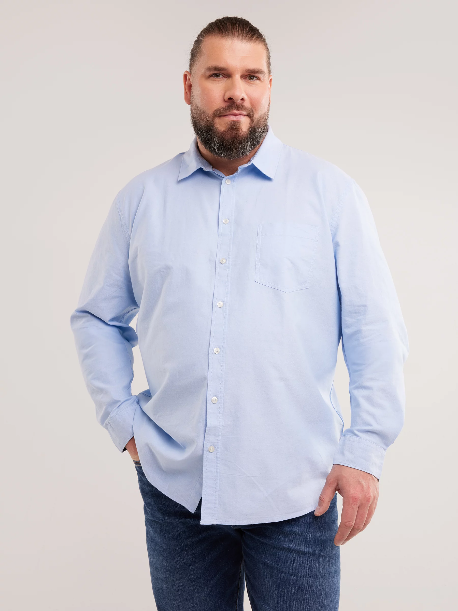 Koszula męska z tkaniny typu oxford jasnoniebieska Trixi 400