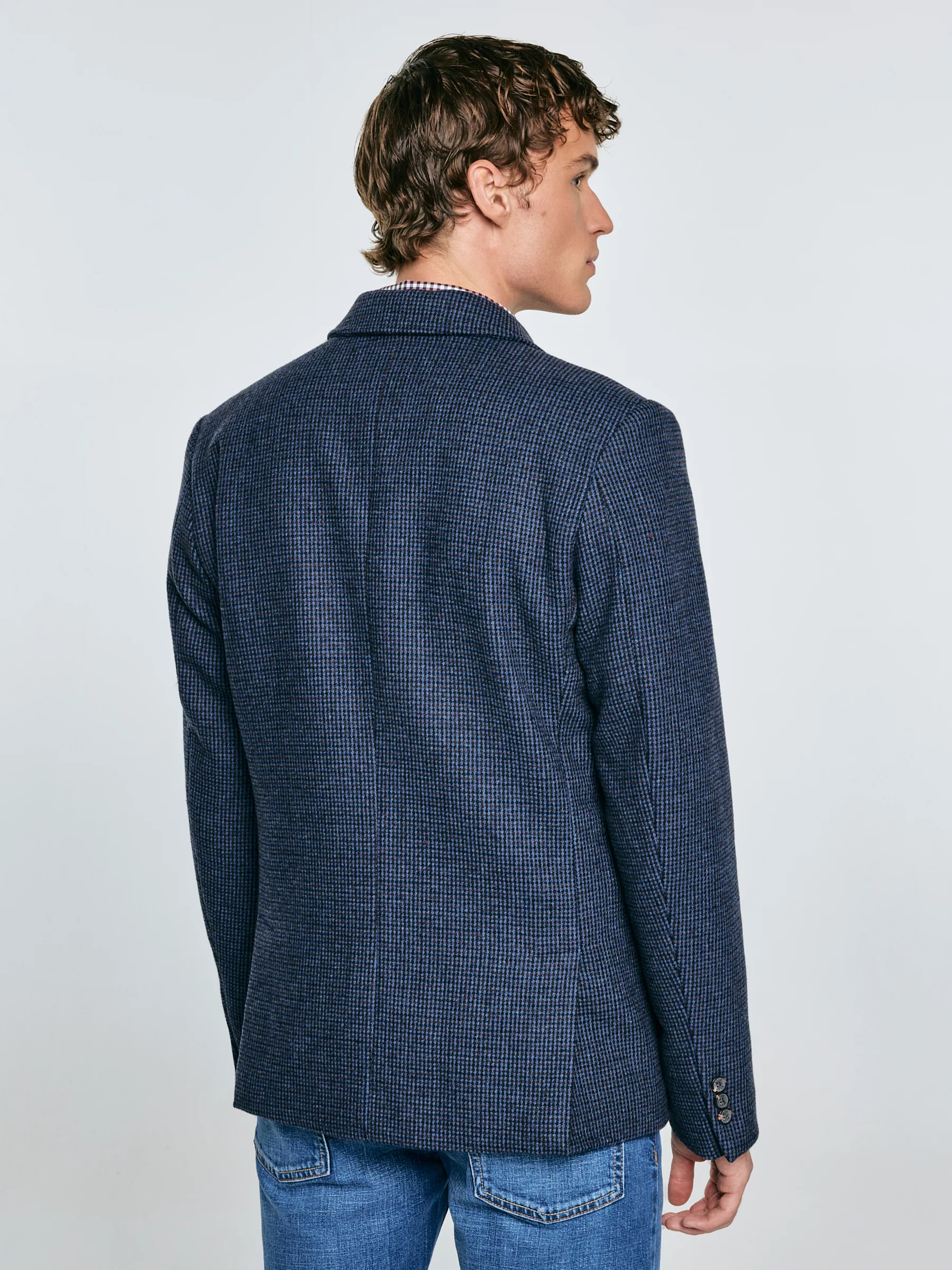 Marynarka męska z dodatkiem wełny granatowa Ares 403