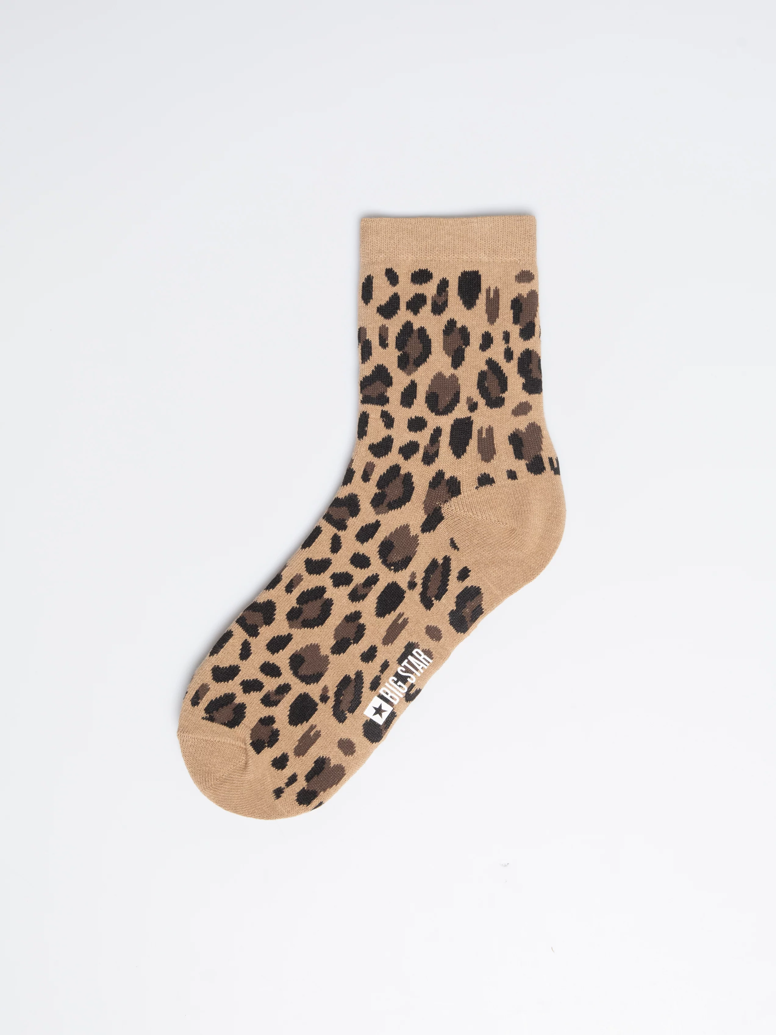 Skarpety damskie długie w panterkę beżowe Glamia 801