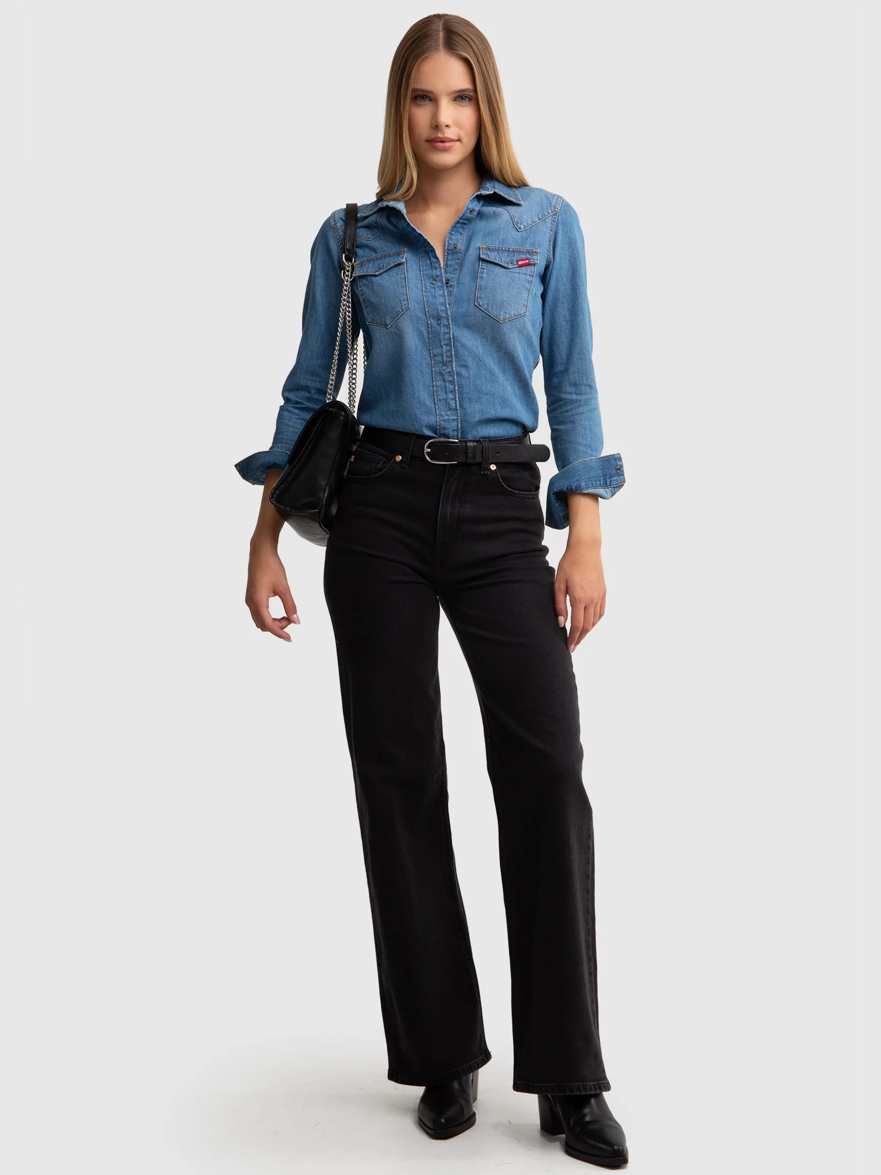 Koszula damska jeansowa slim niebieska Norra 236