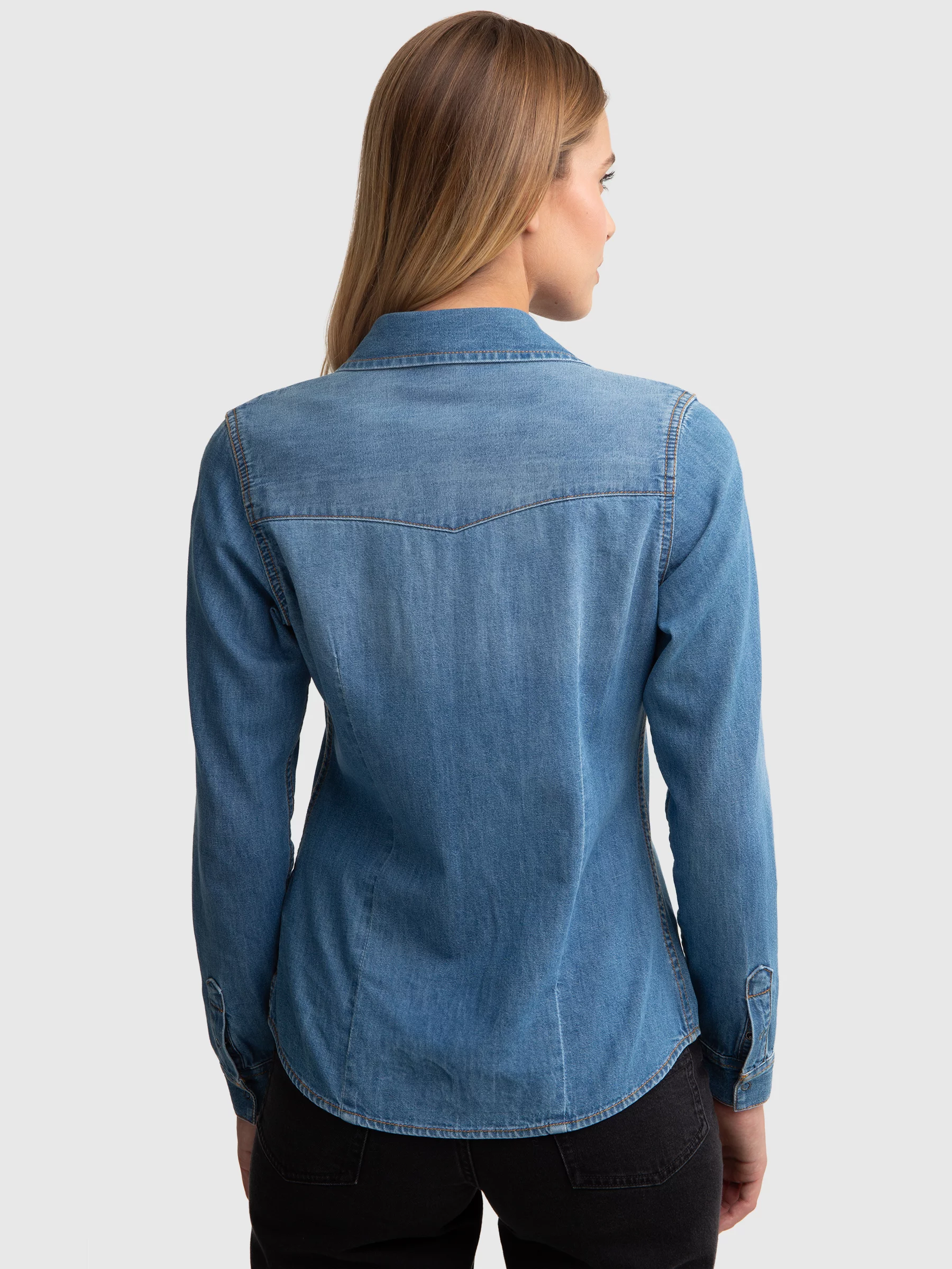 Koszula damska jeansowa slim niebieska Norra 236