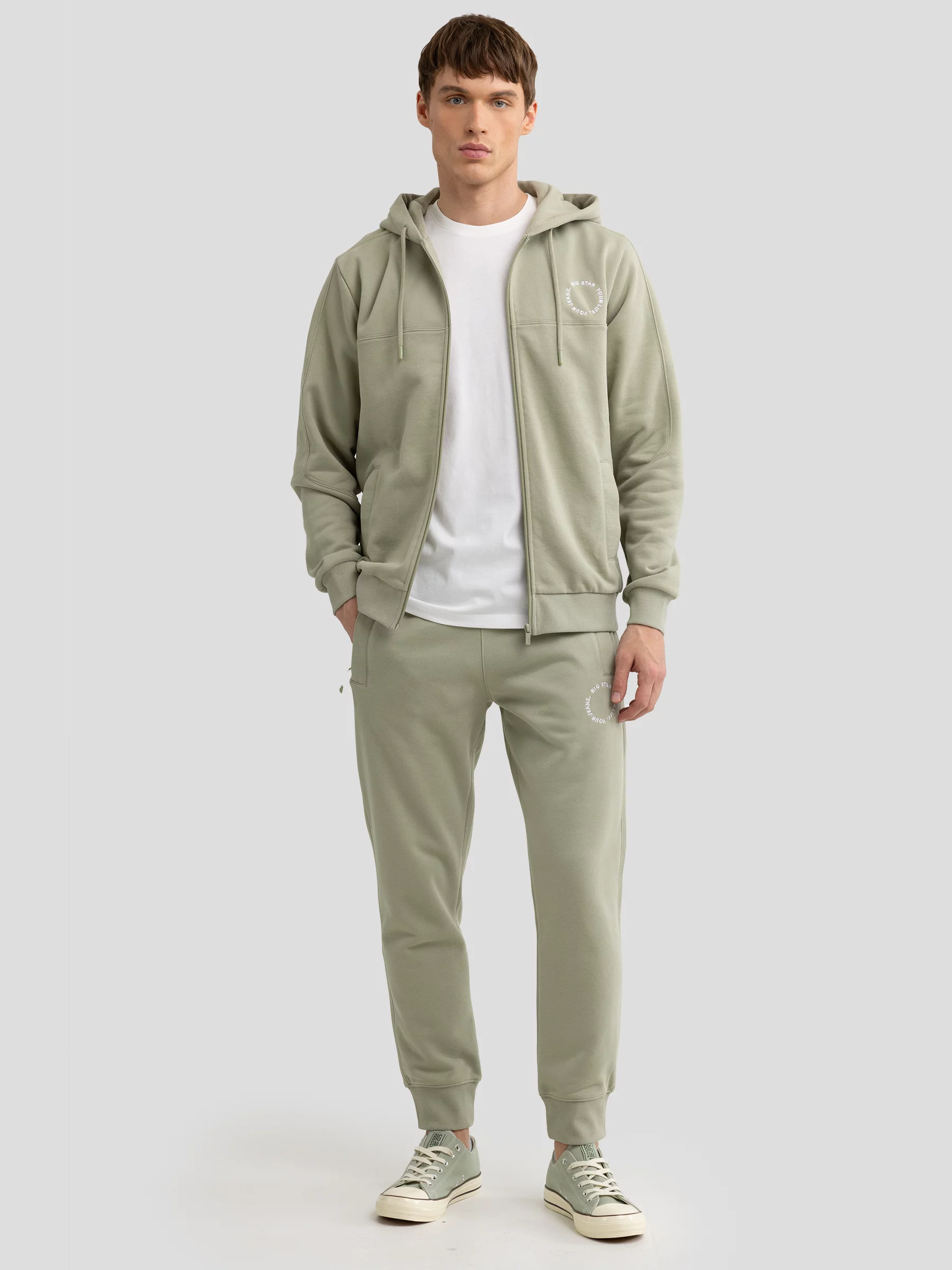 Bluza męska z kapturem pistacjowa Ajron 300/ Kersyn 300