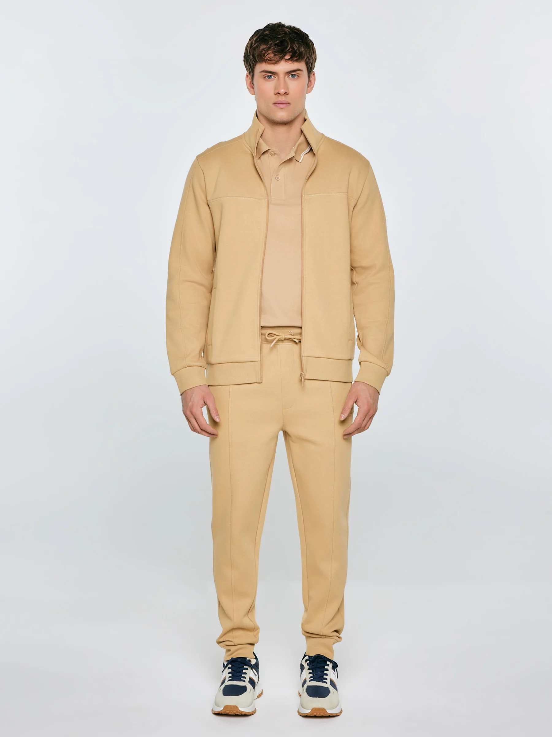 Bluza męska rozpinana ze stójką beżowa Wlador 801