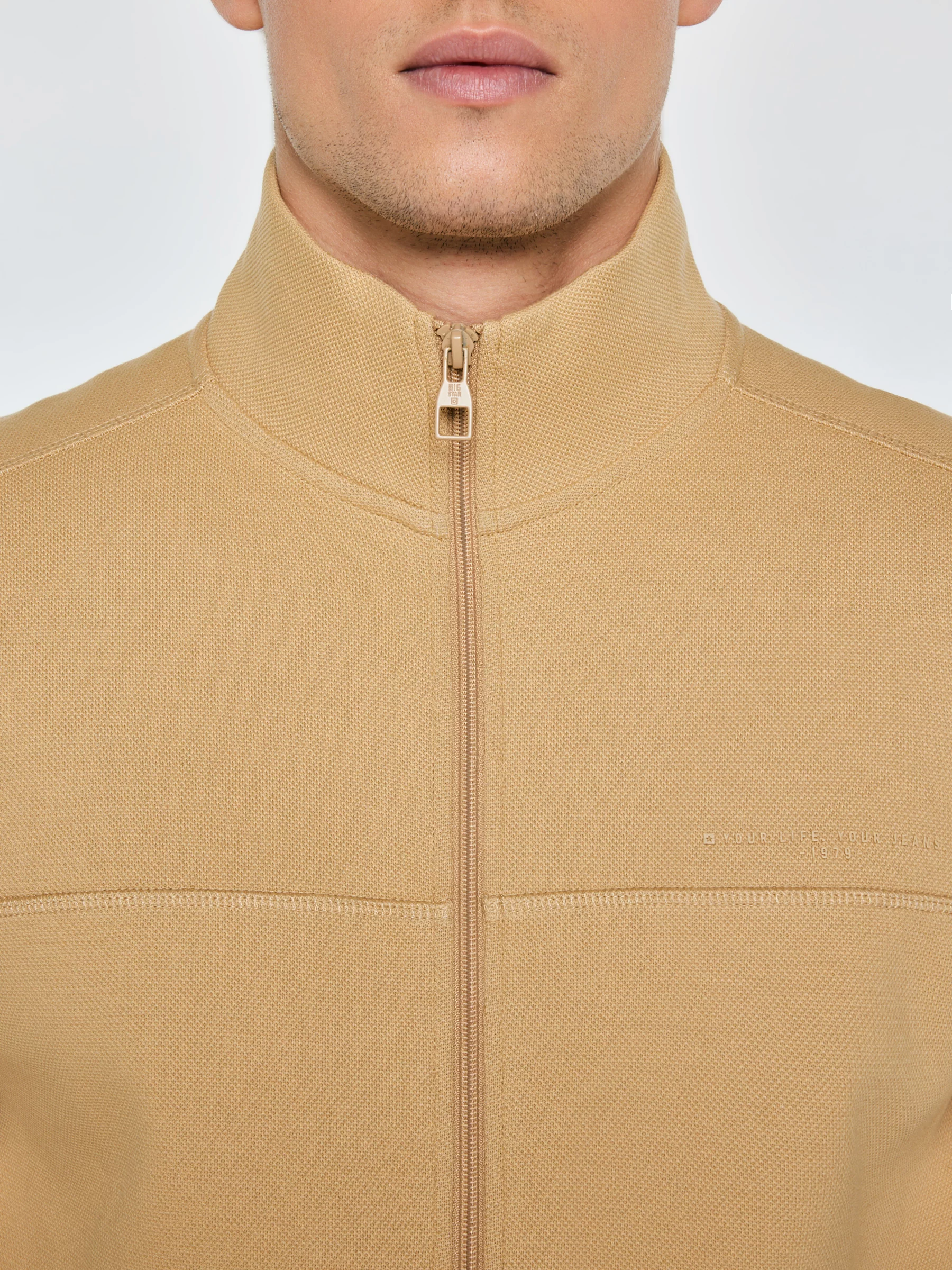 Bluza męska rozpinana ze stójką beżowa Wlador 801