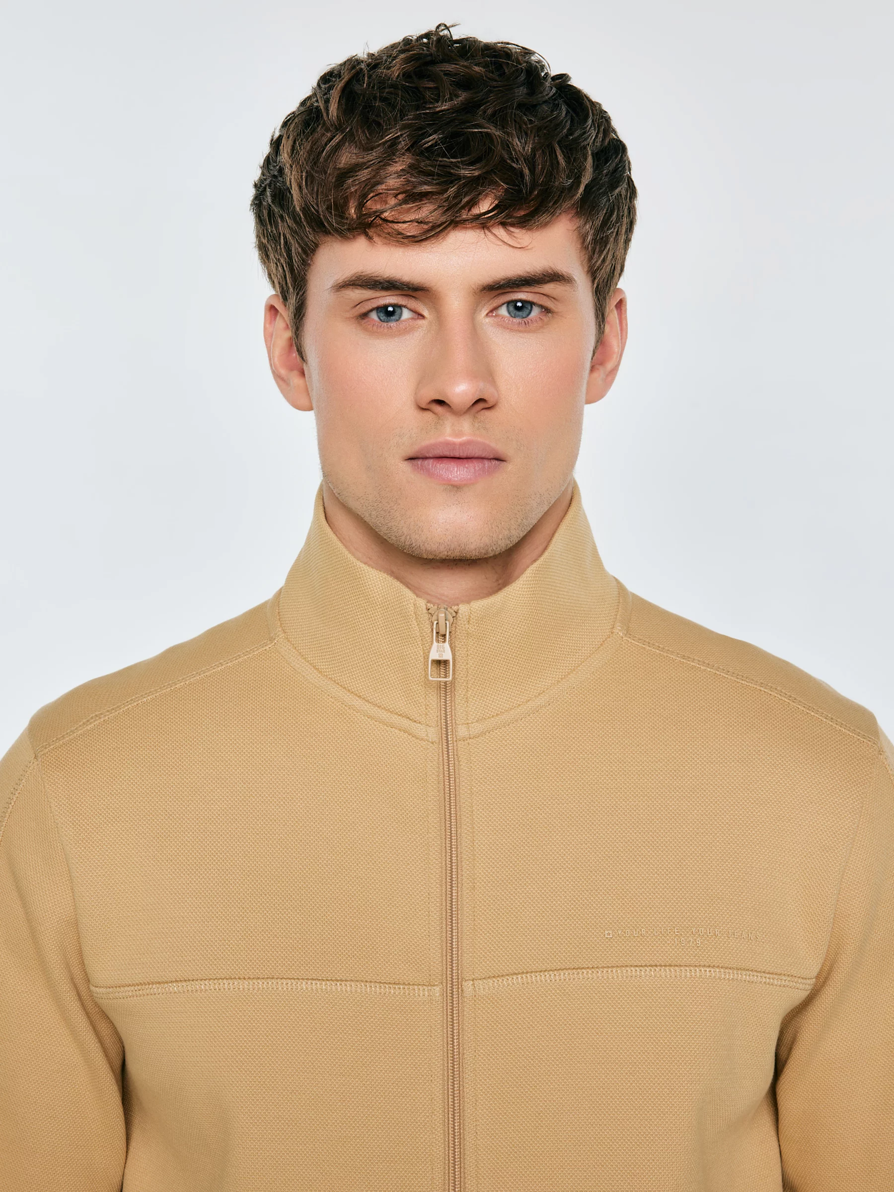 Bluza męska rozpinana ze stójką beżowa Wlador 801