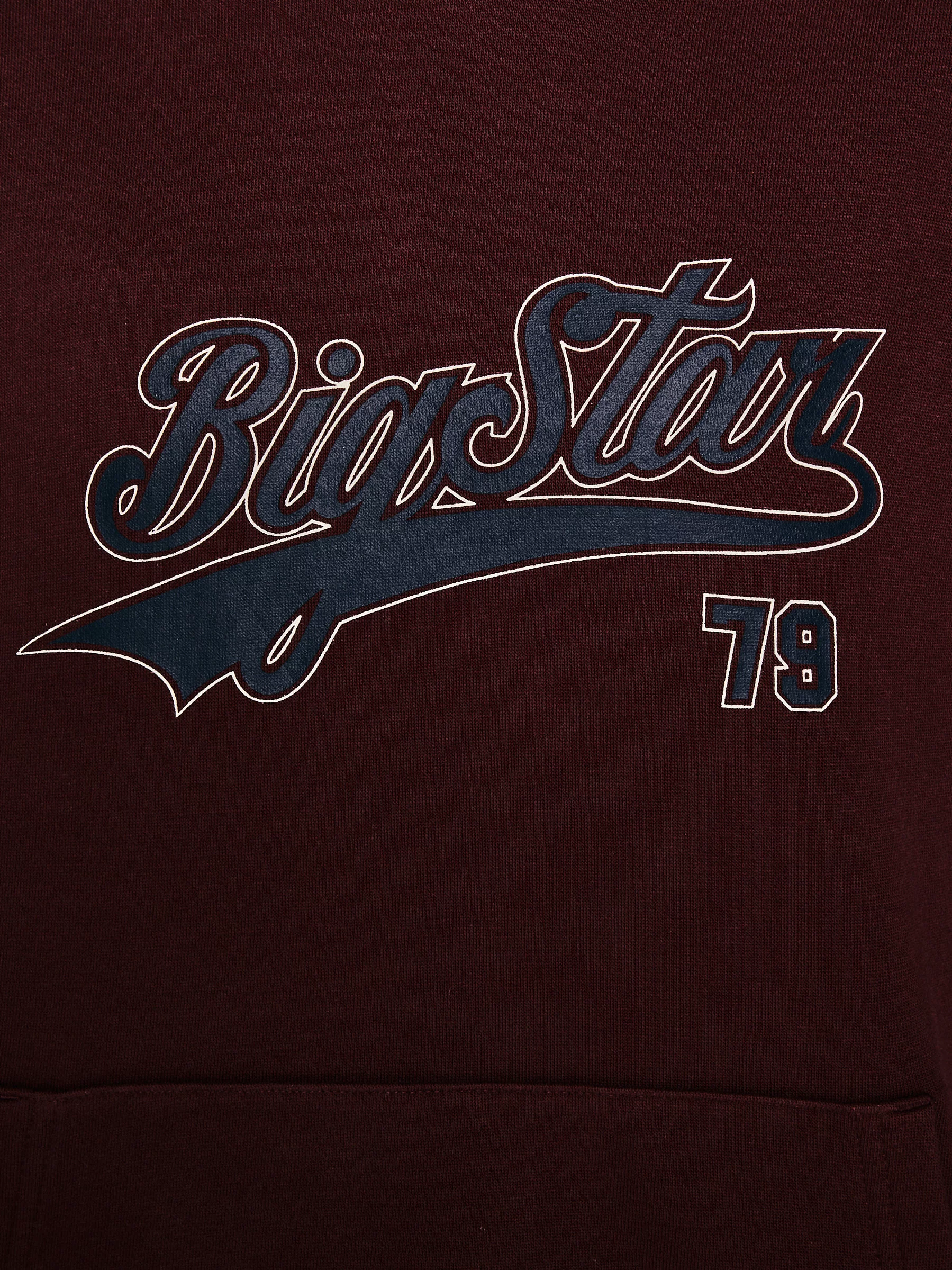 Bluza dziewczęca z kapturem z nadrukiem bordowa Rubilia 604