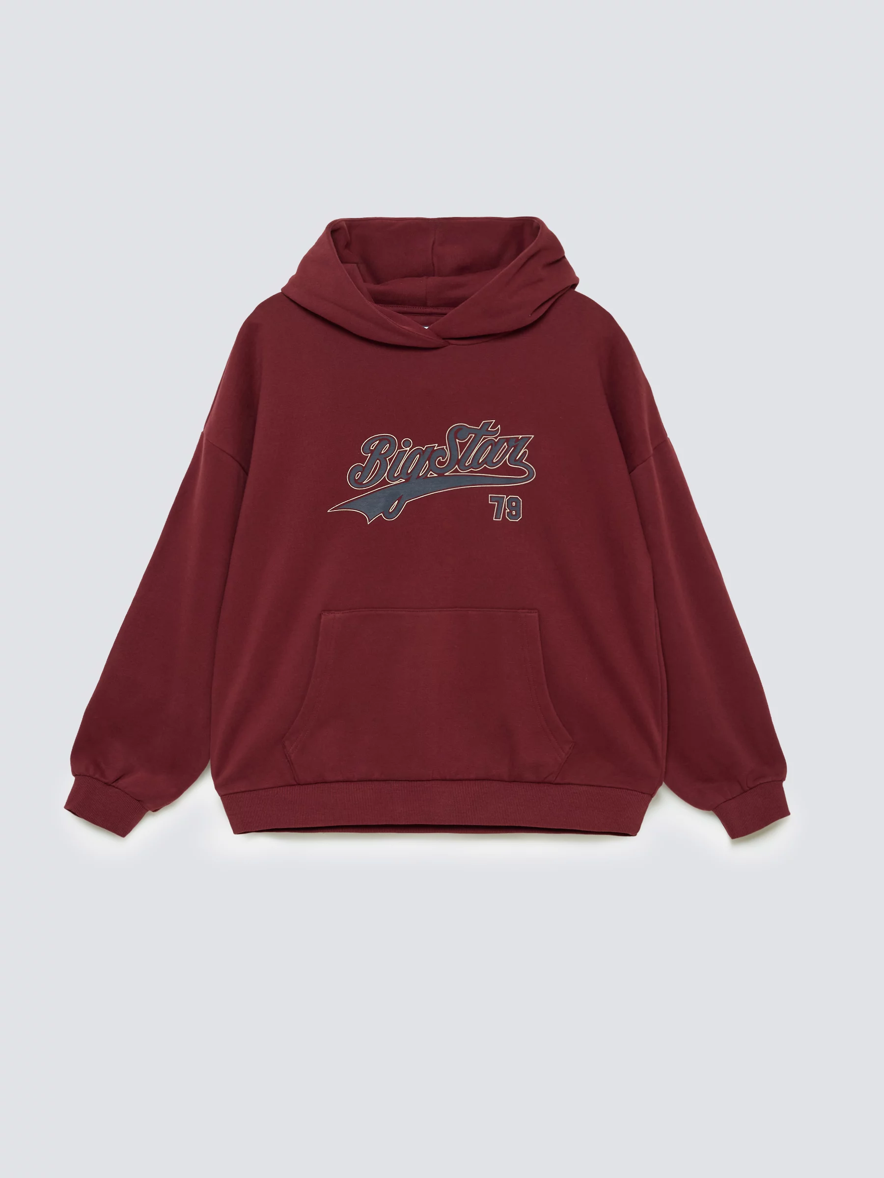 Bluza dziewczęca z kapturem z nadrukiem bordowa Rubilia 604