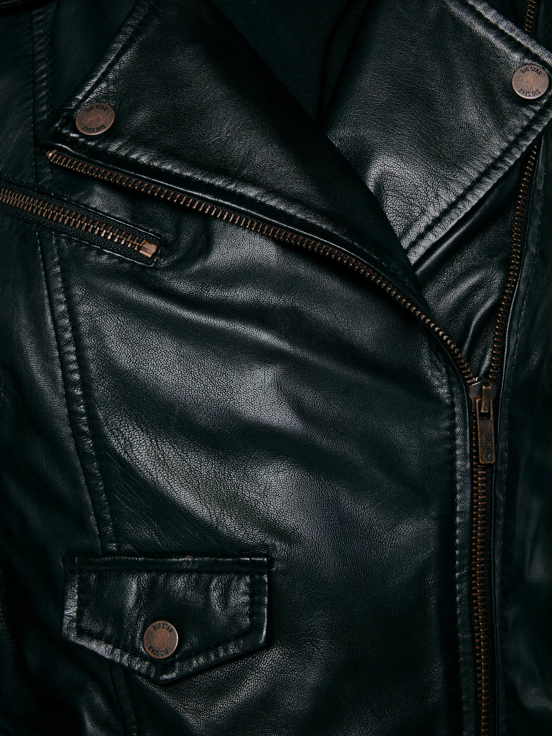 Kurtka damska ramoneska skórzana czarna Mhaela 906