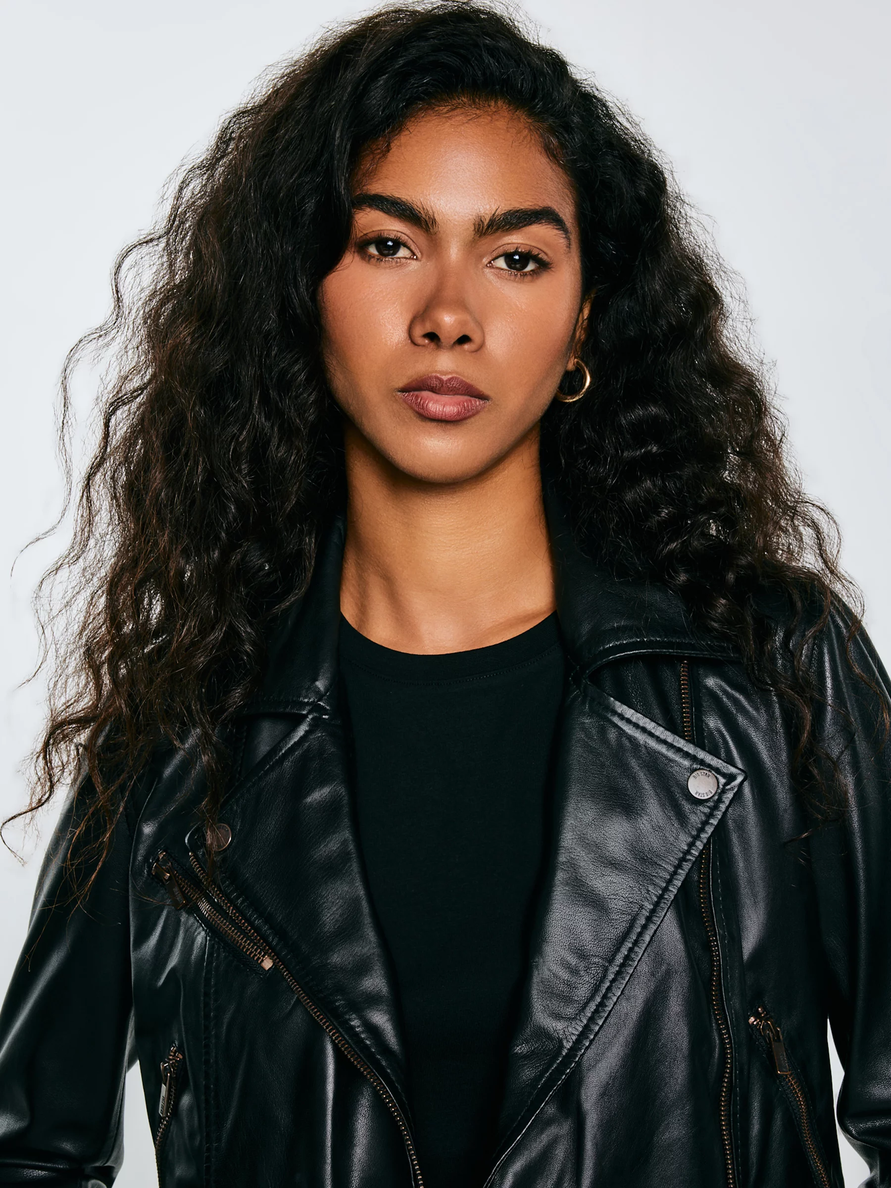 Kurtka damska ramoneska skórzana czarna Mhaela 906