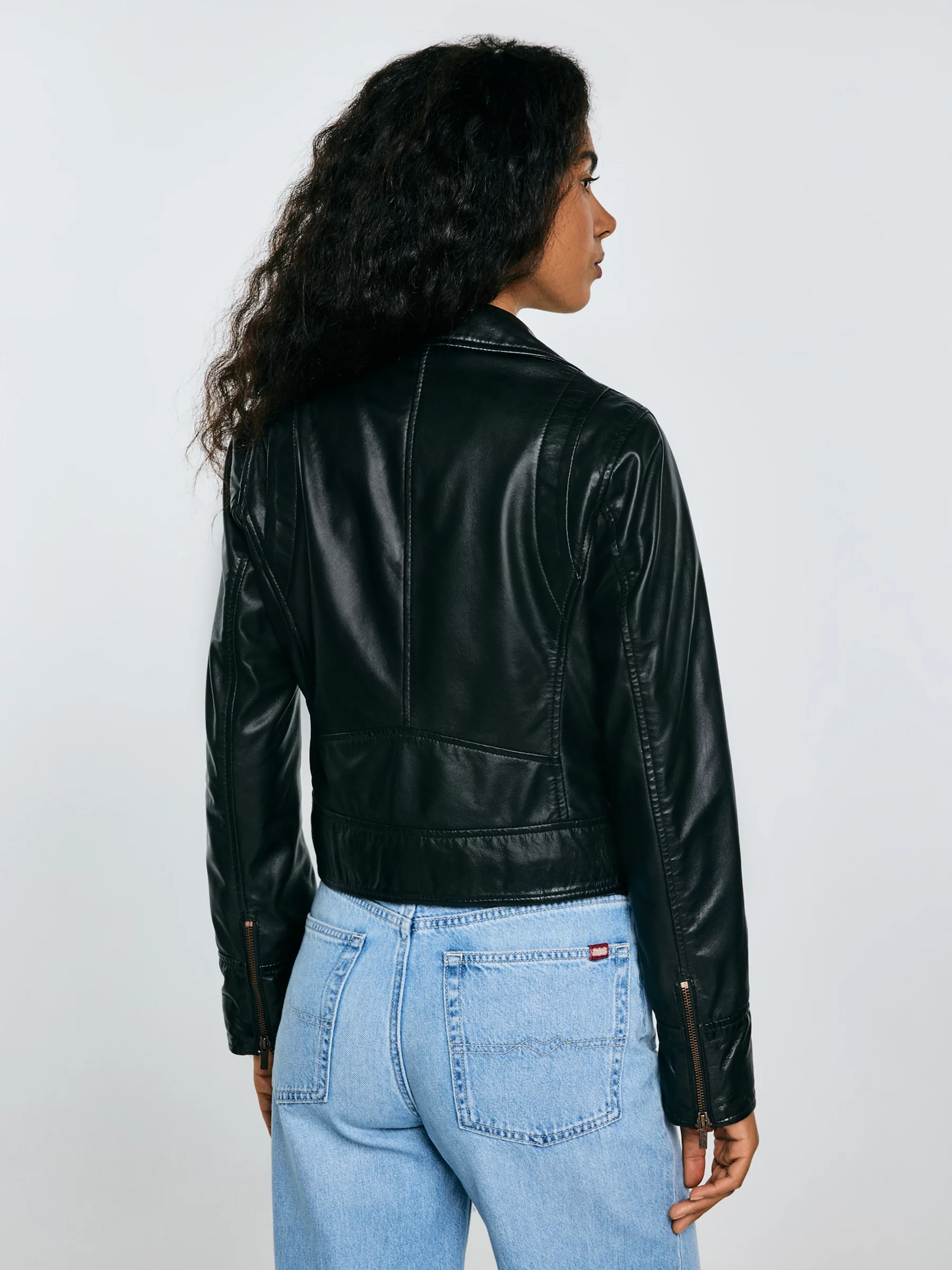 Kurtka damska ramoneska skórzana czarna Mhaela 906