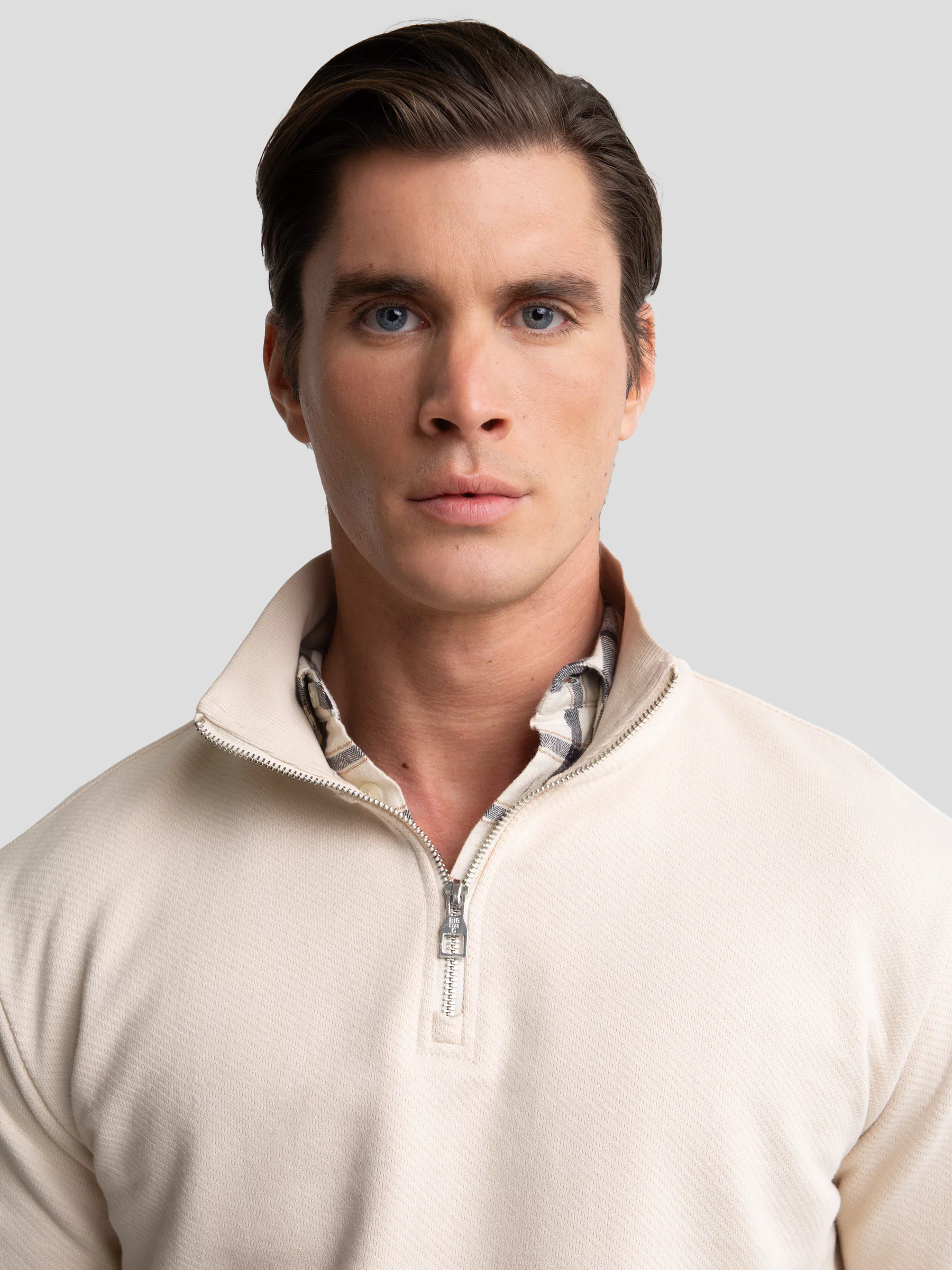 Bluza męska ze stójką kremowa Salih 103