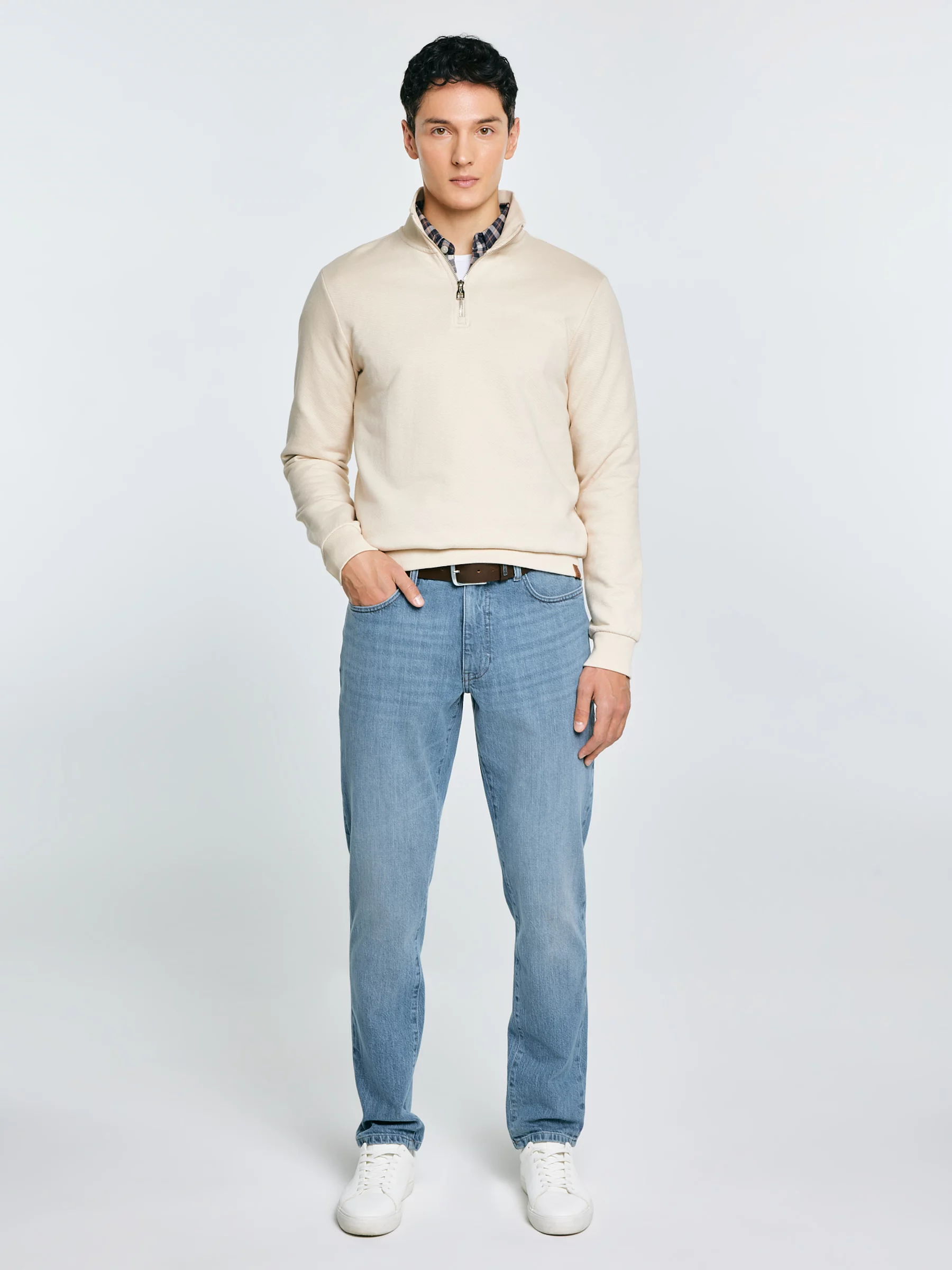 Bluza męska ze stójką kremowa Salih 103