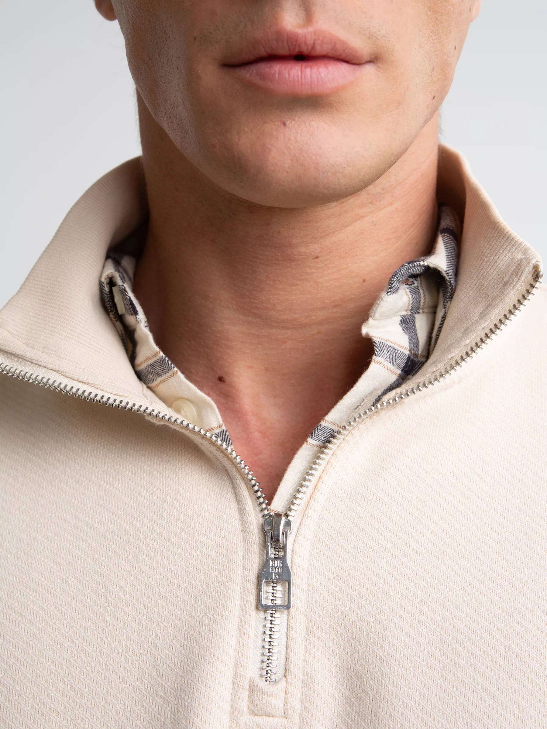 Bluza męska ze stójką kremowa Salih 103