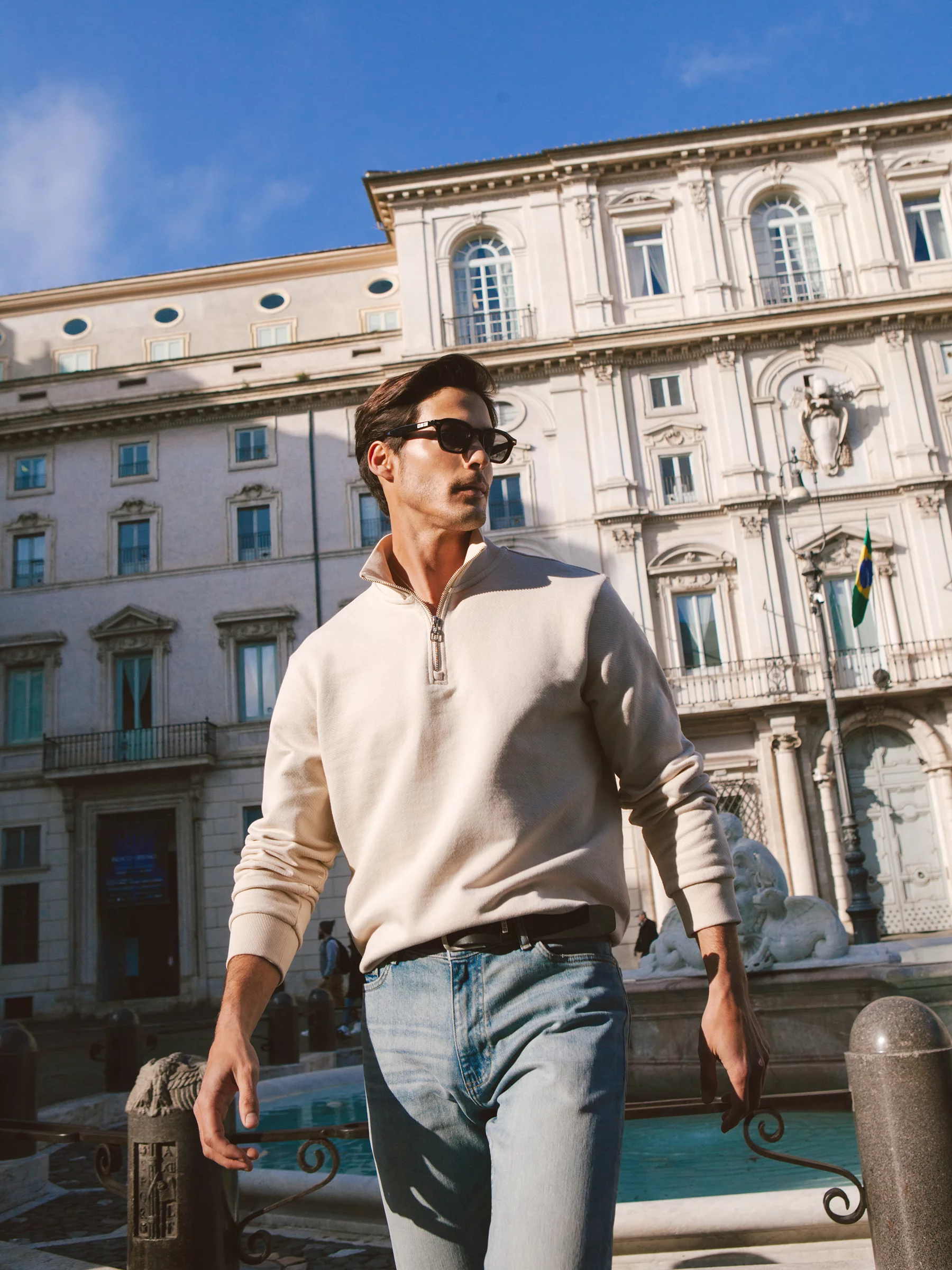 Bluza męska ze stójką kremowa Salih 103