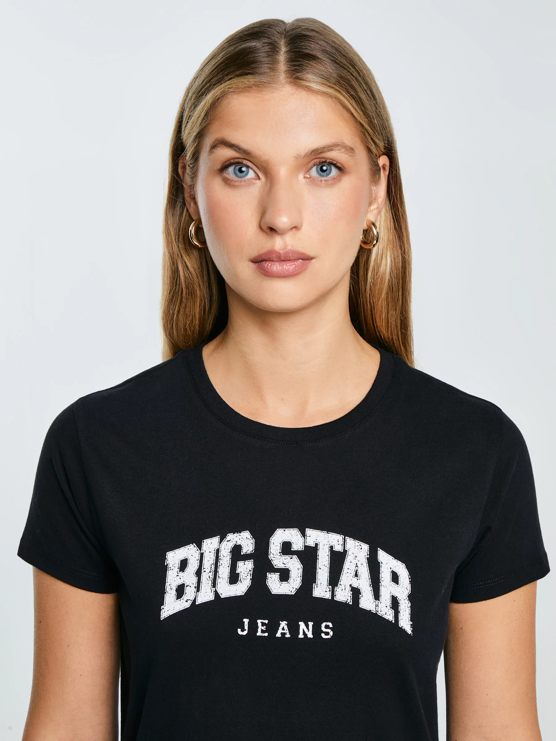 Koszulka damska bawełniana z logo BIG STAR czarna Ramila 906