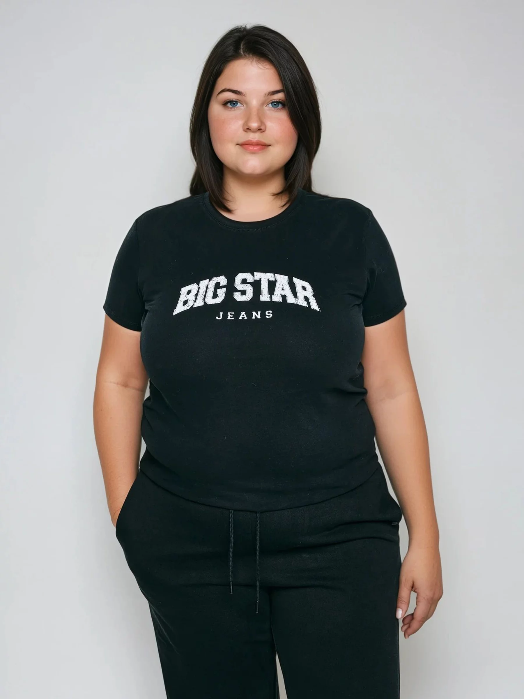 Koszulka damska bawełniana z logo BIG STAR czarna Ramila 906