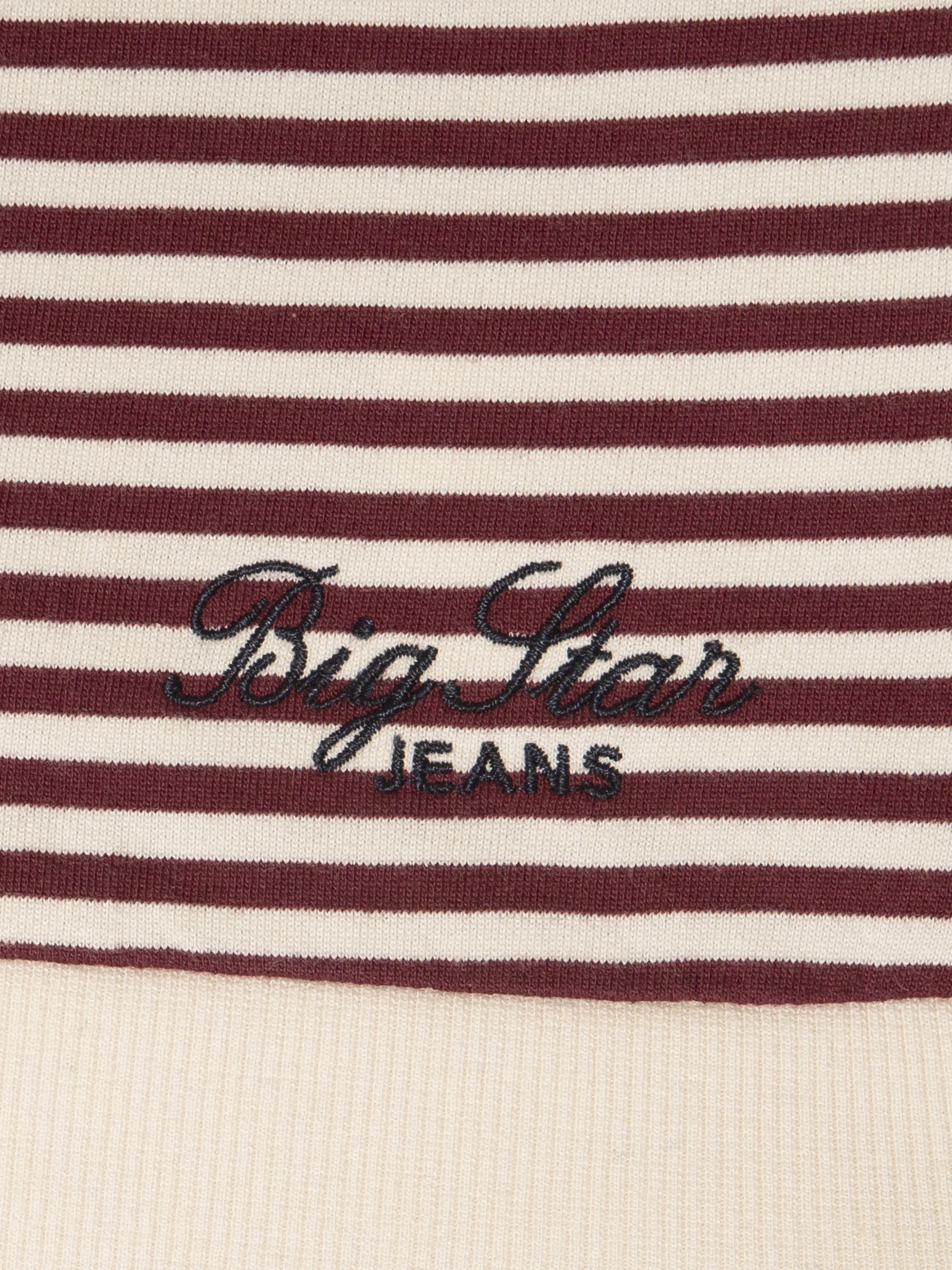 Bluzka dziewczęca w paski bordowo-beżowa Lanla 604