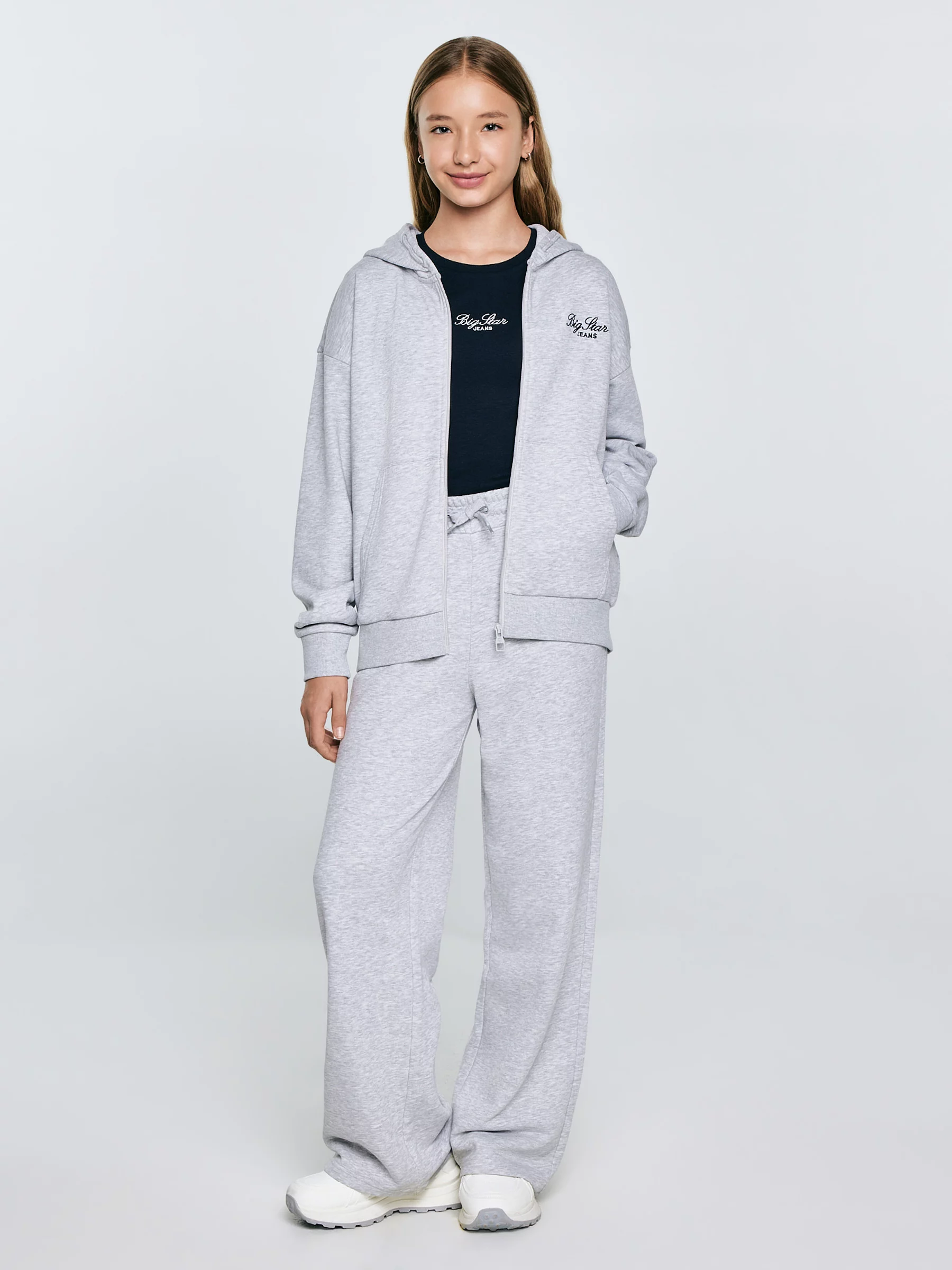 Bluza dziewczęca rozpinana z kapturem szara Milana 901