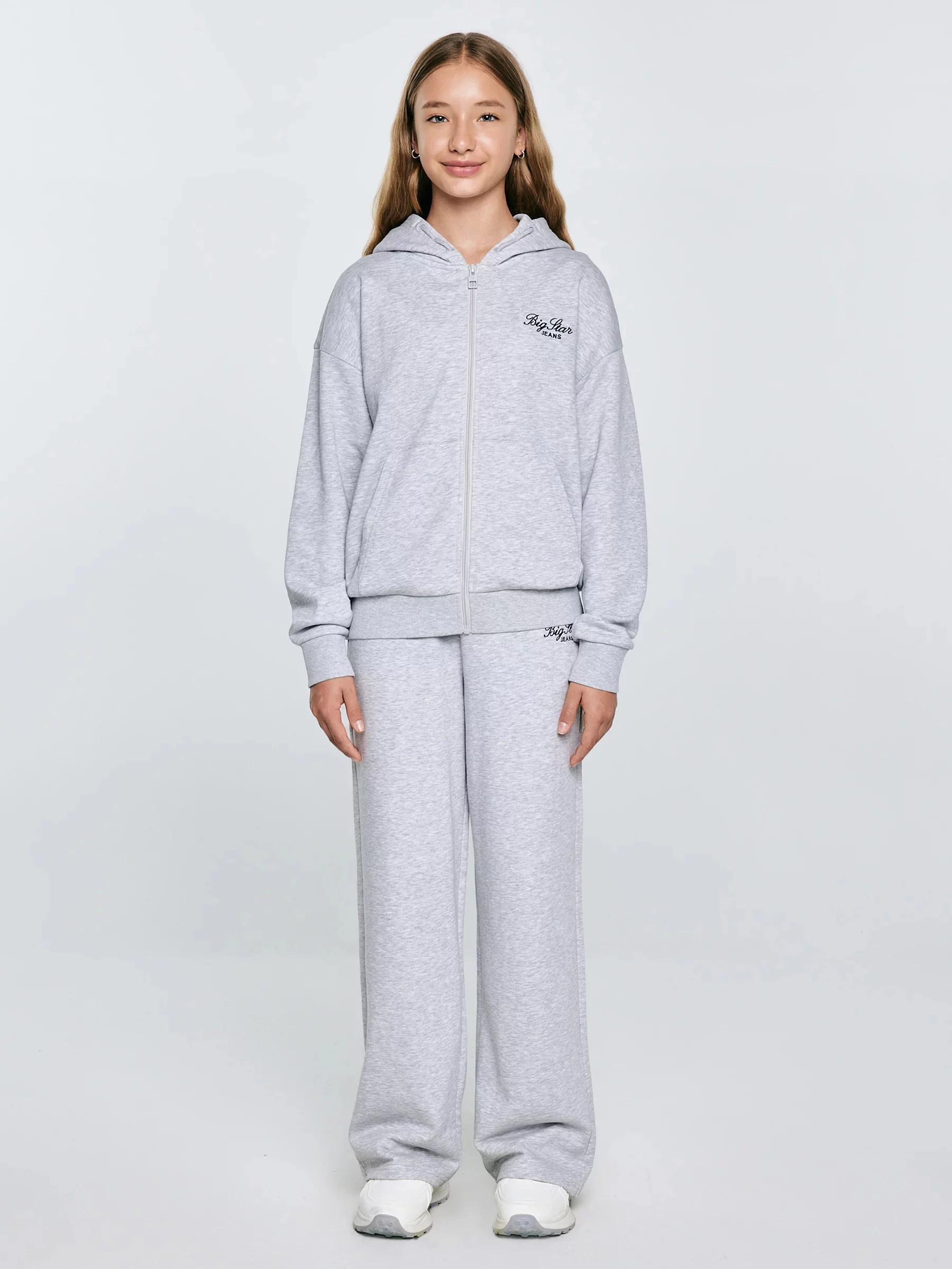 Bluza dziewczęca rozpinana z kapturem szara Milana 901