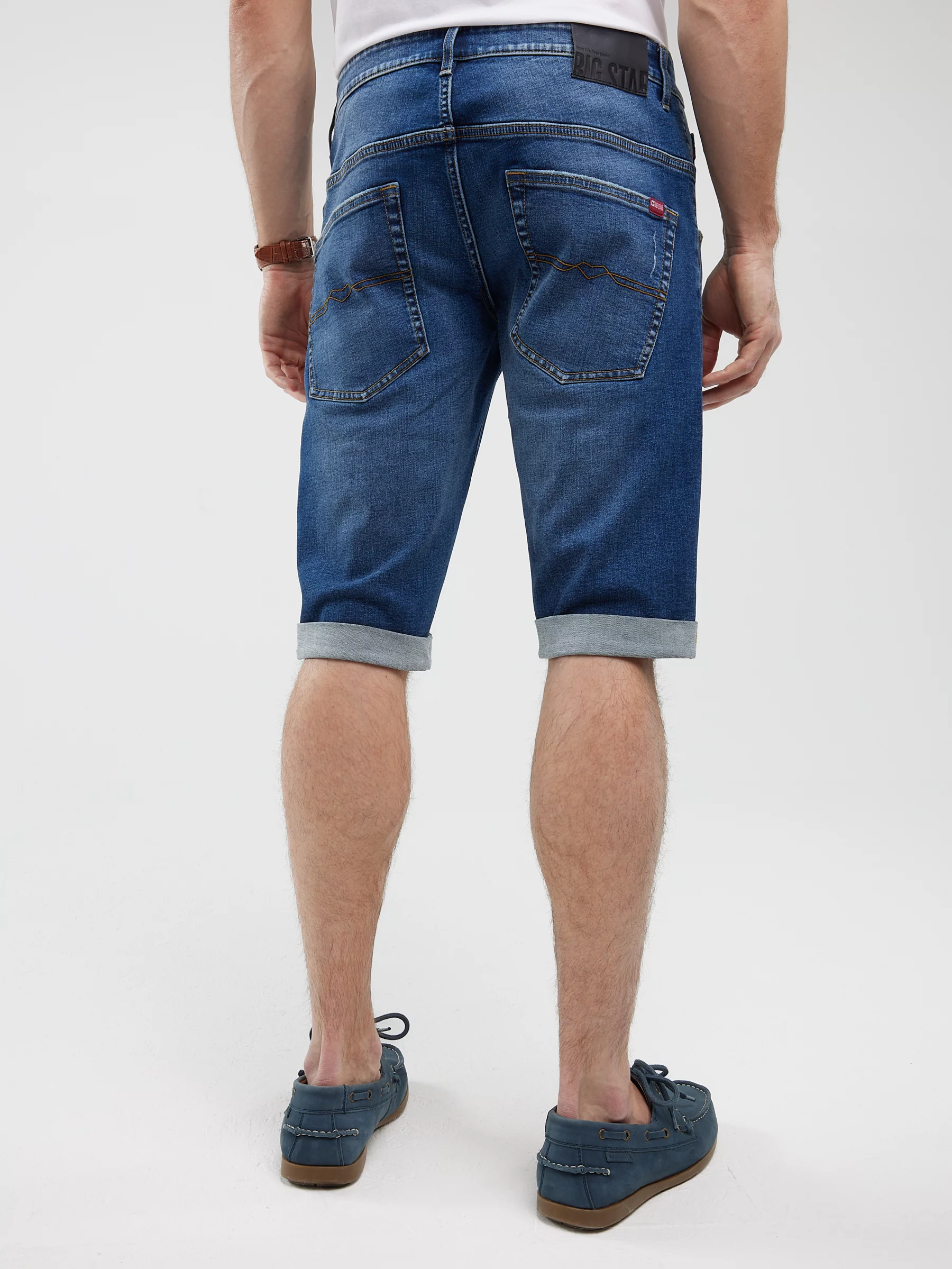 Szorty męskie jeansowe z przetarciami granatowe Conner 407