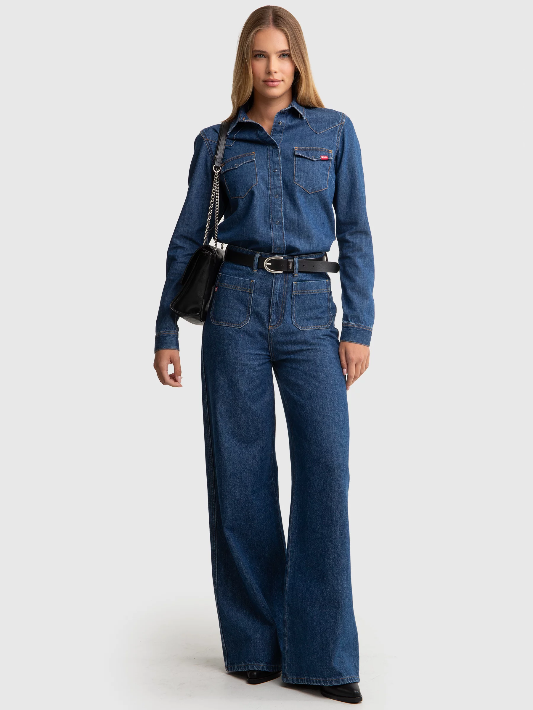 Koszula damska jeansowa slim granatowa Norra 524