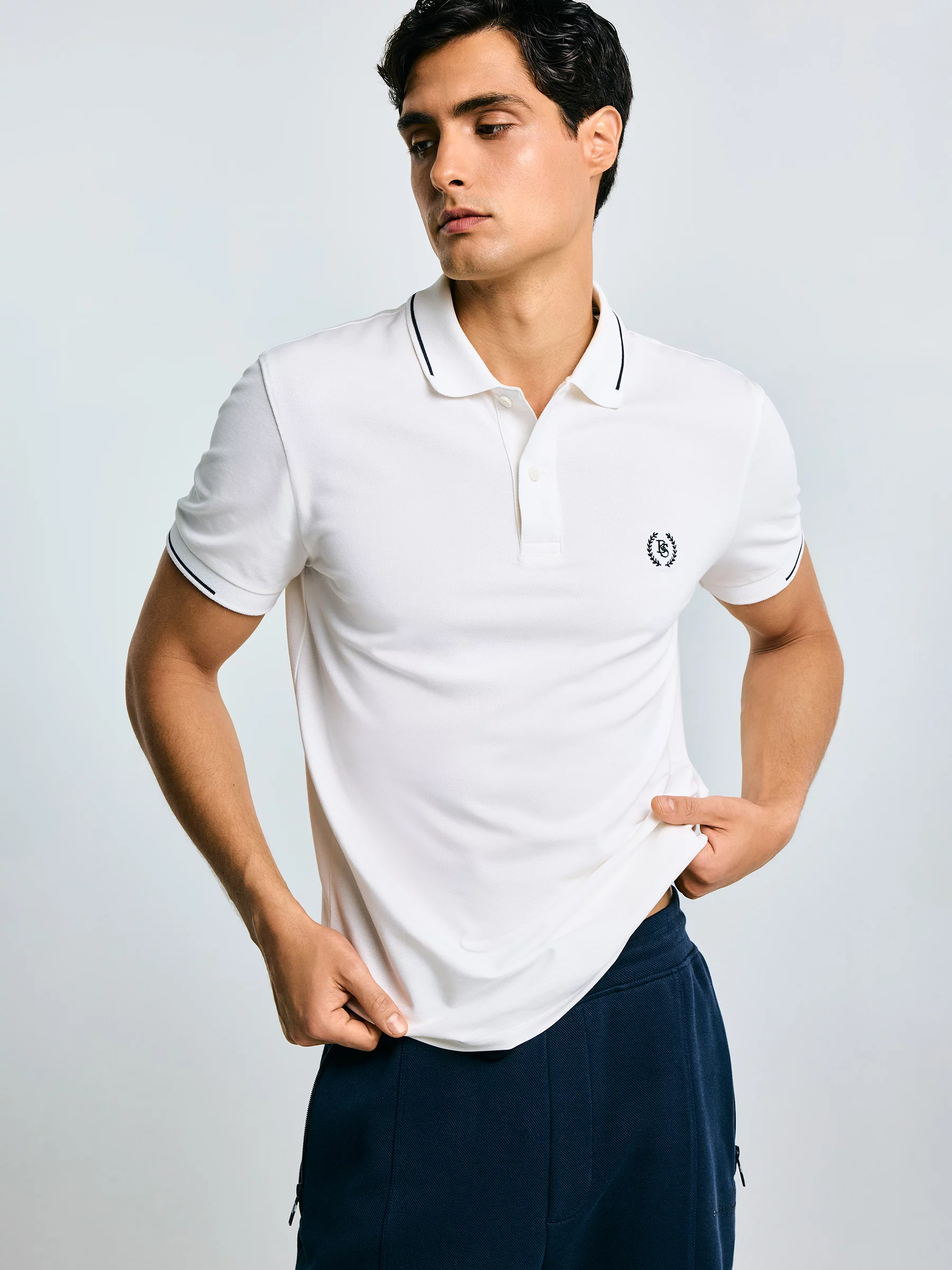 Koszulka męska polo biała Polian 100