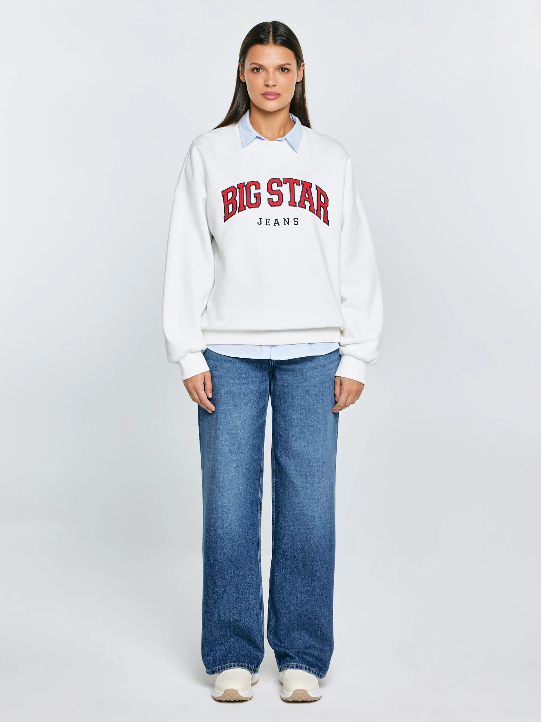 Bluza damska z logo BIG STAR biała Rubena 100