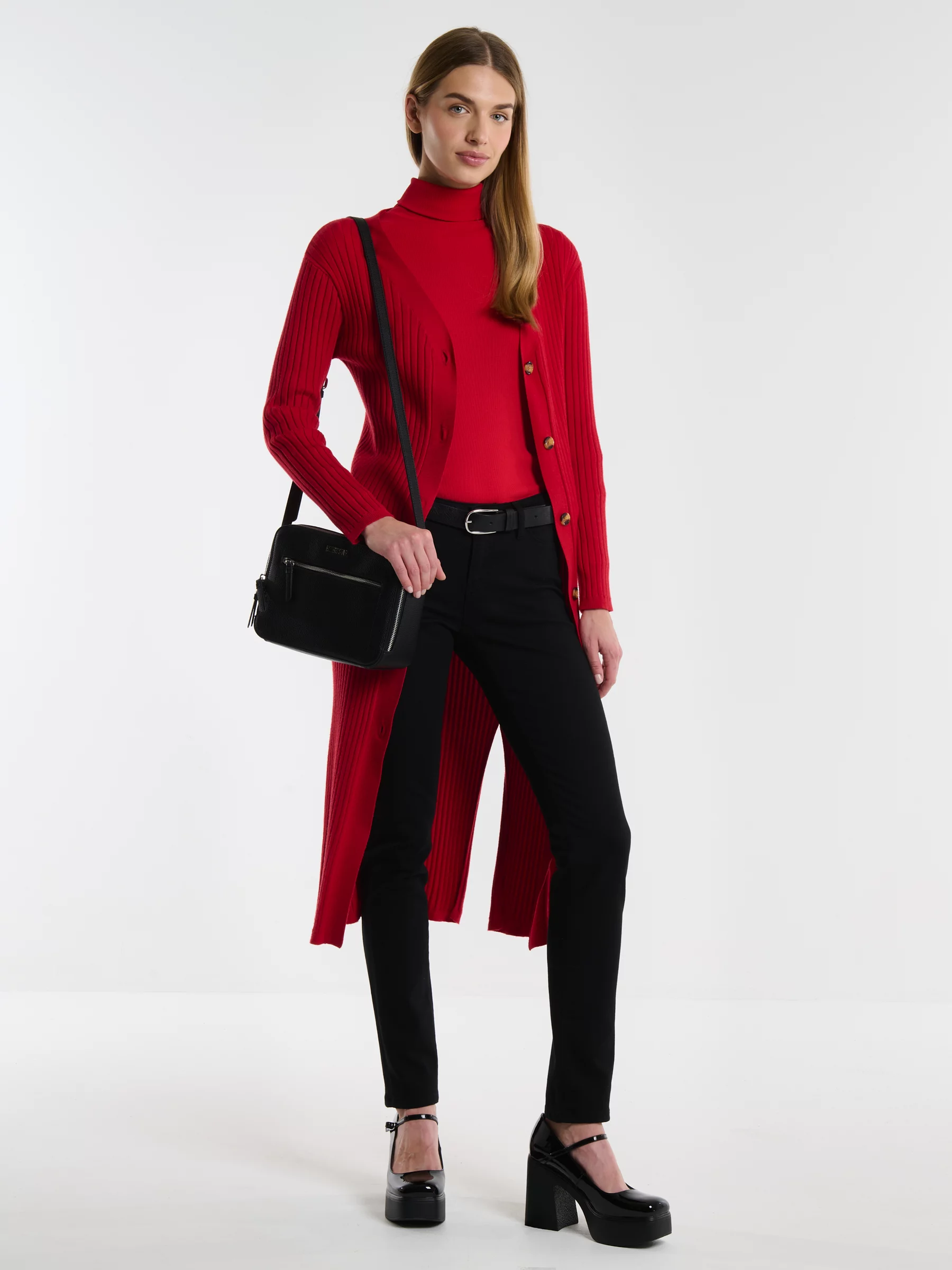 Kardigan damski długi czerwony Neka 603