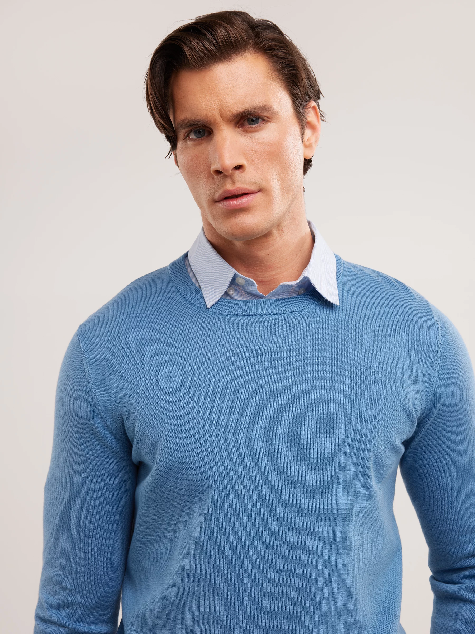 Sweter męski bawełniany niebieski Basilian 401