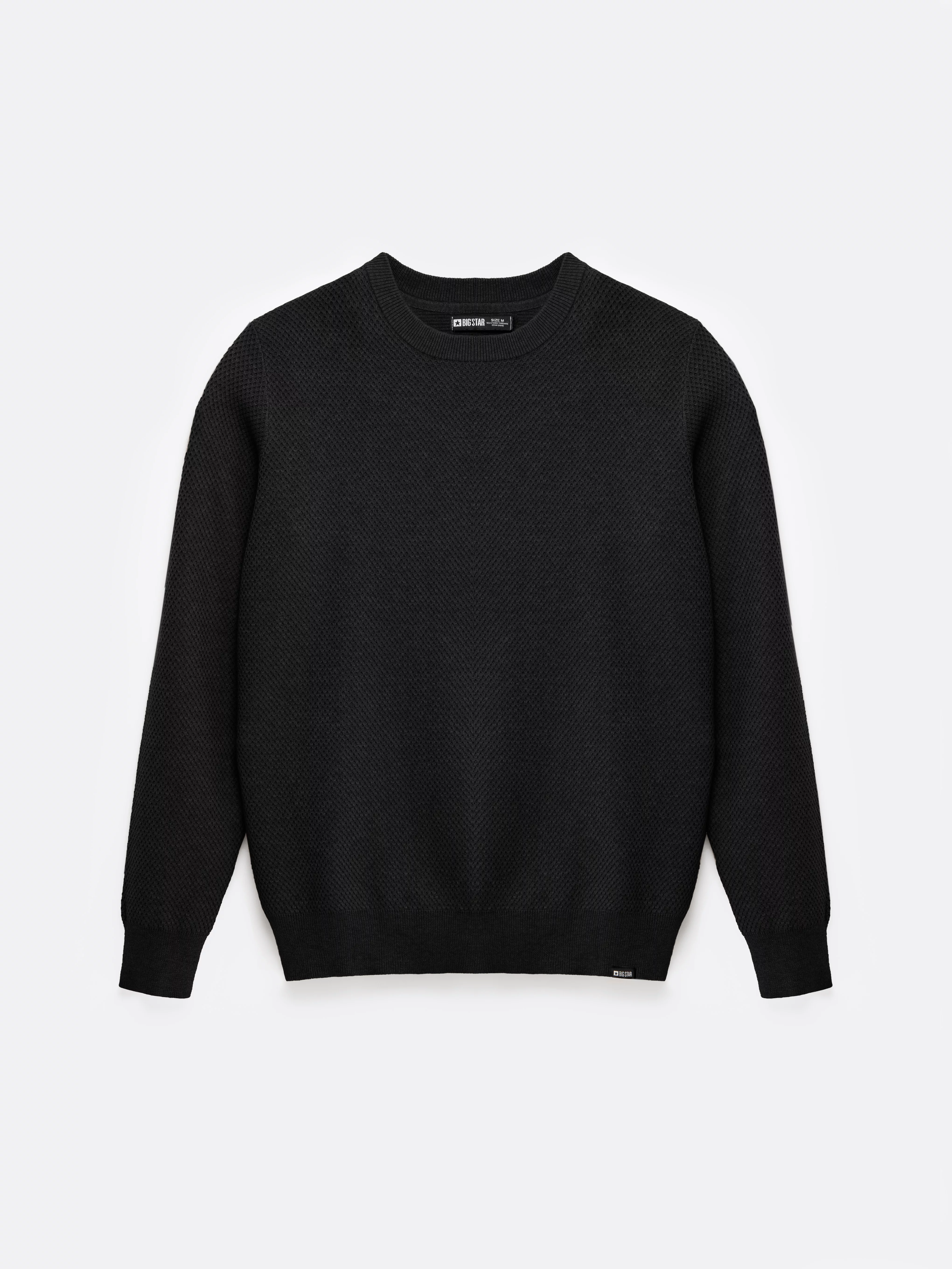 Sweter męski o teksturalnym splocie bawełniany czarny Reylon 906