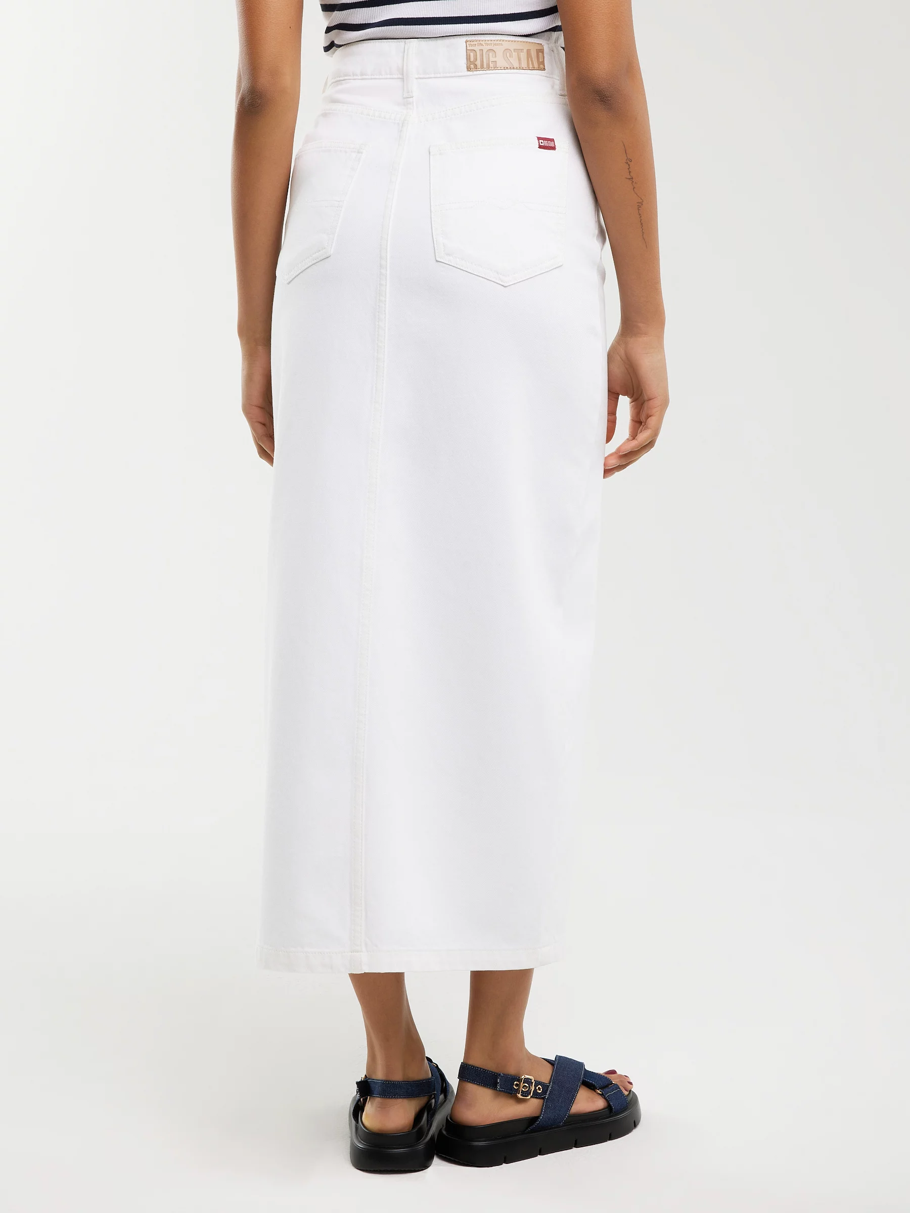 Spódnica damska midi jeansowa biała Tori 100