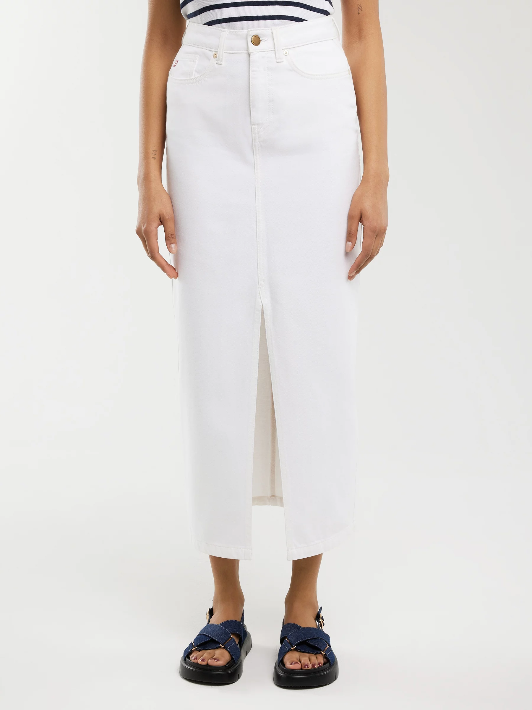 Spódnica damska midi jeansowa biała Tori 100