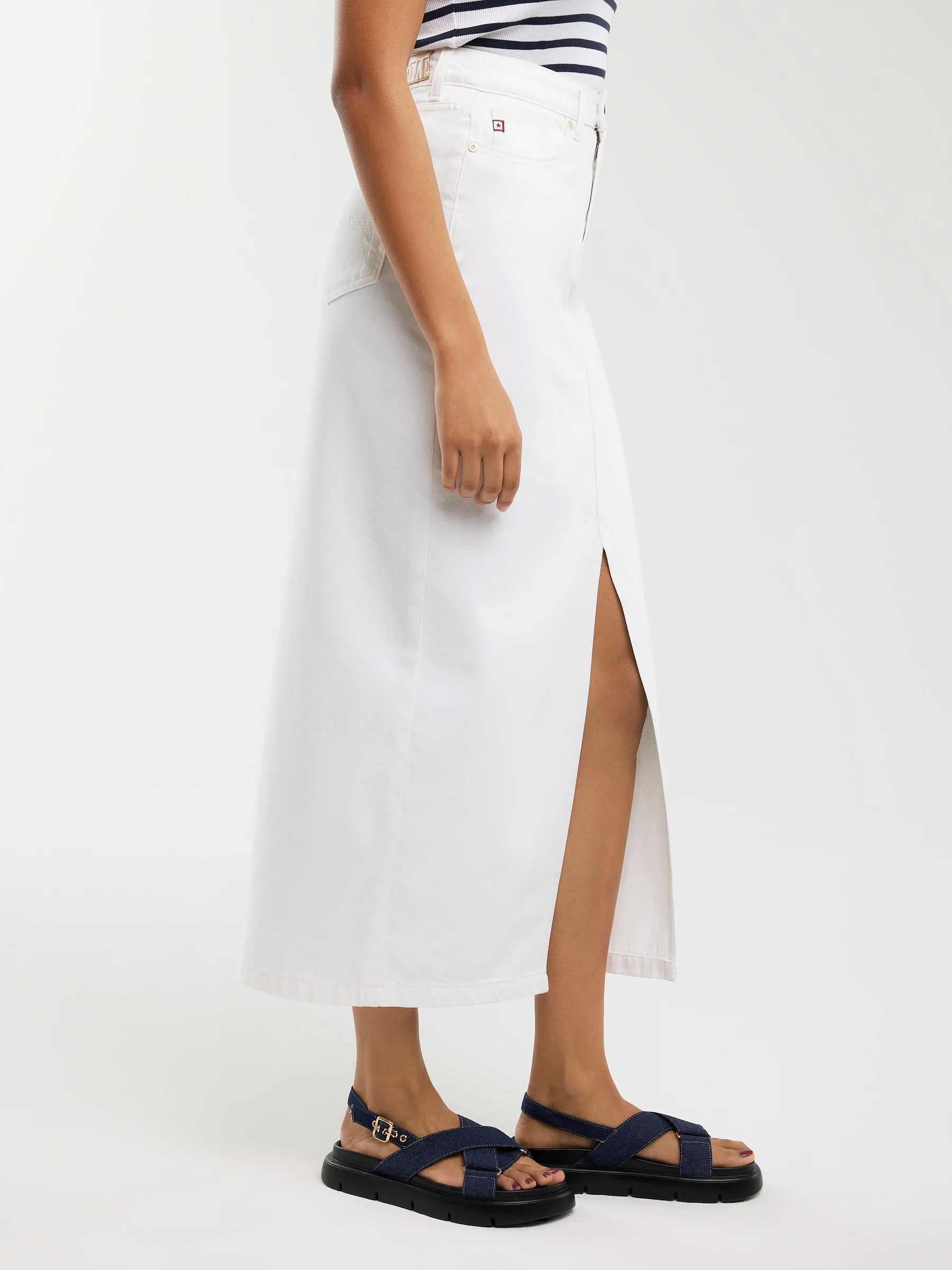 Spódnica damska midi jeansowa biała Tori 100