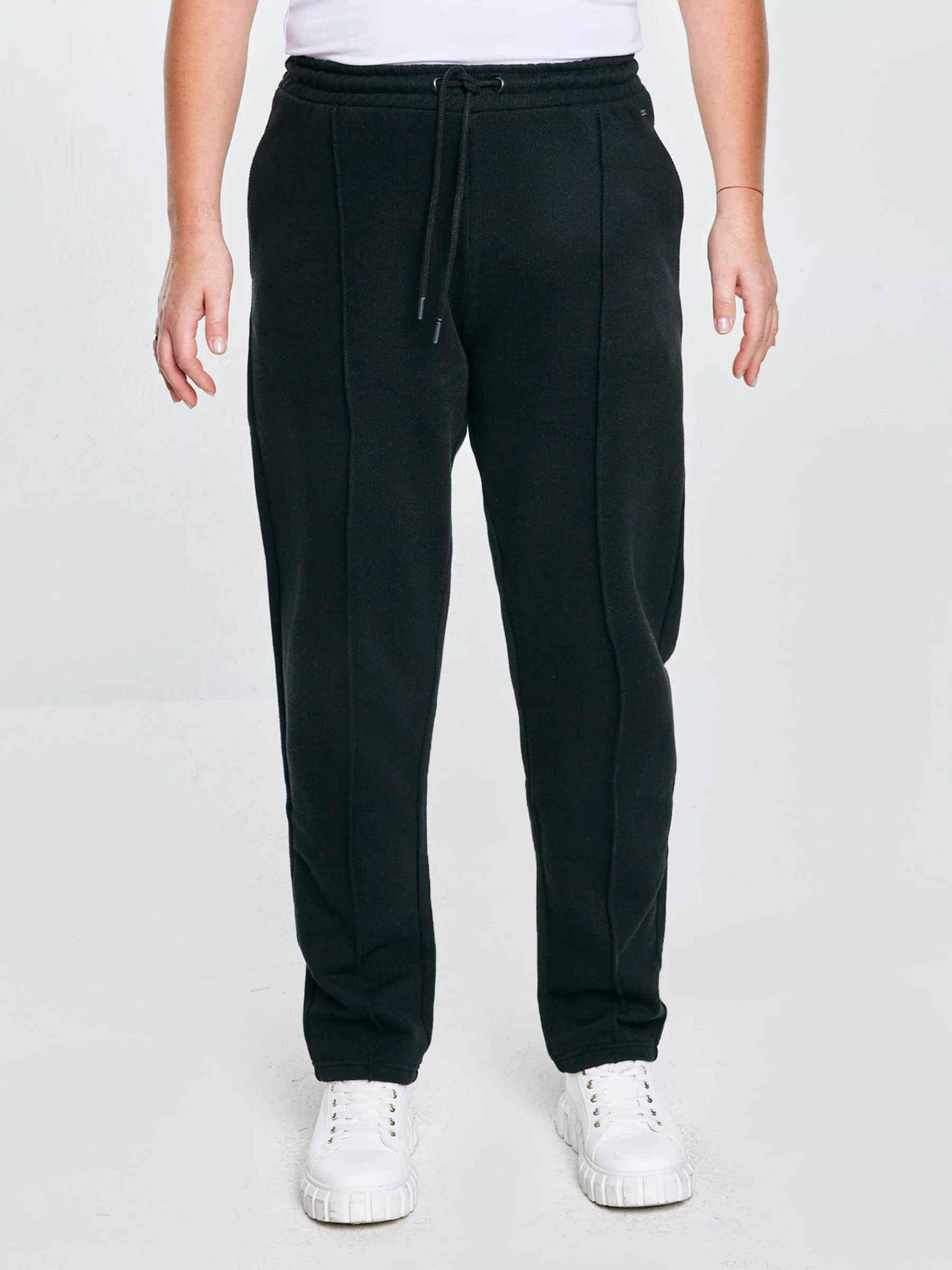 Spodnie damskie dresowe z przeszyciem czarne Pixelinap 906