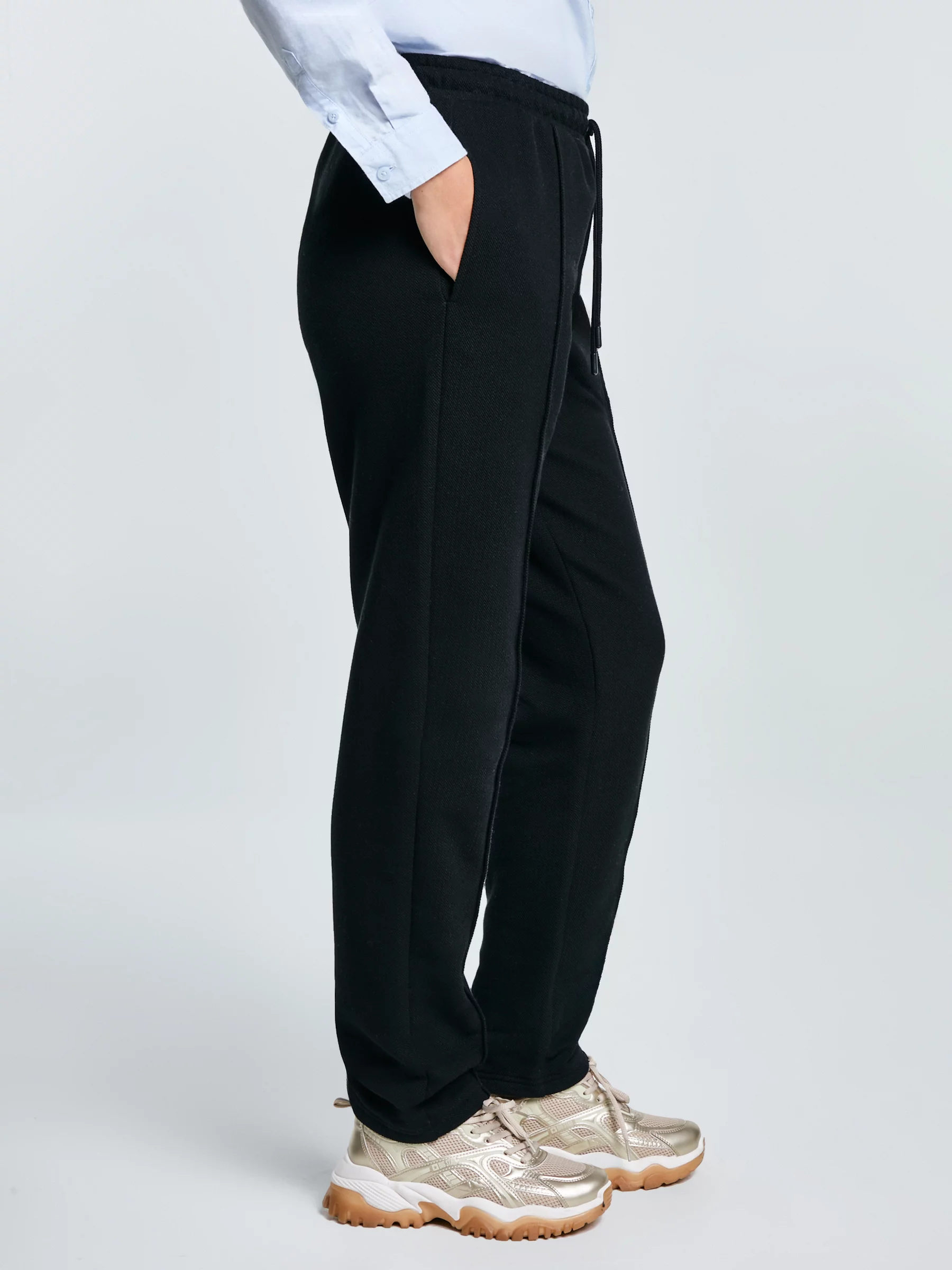 Spodnie damskie dresowe z przeszyciem czarne Pixelinap 906