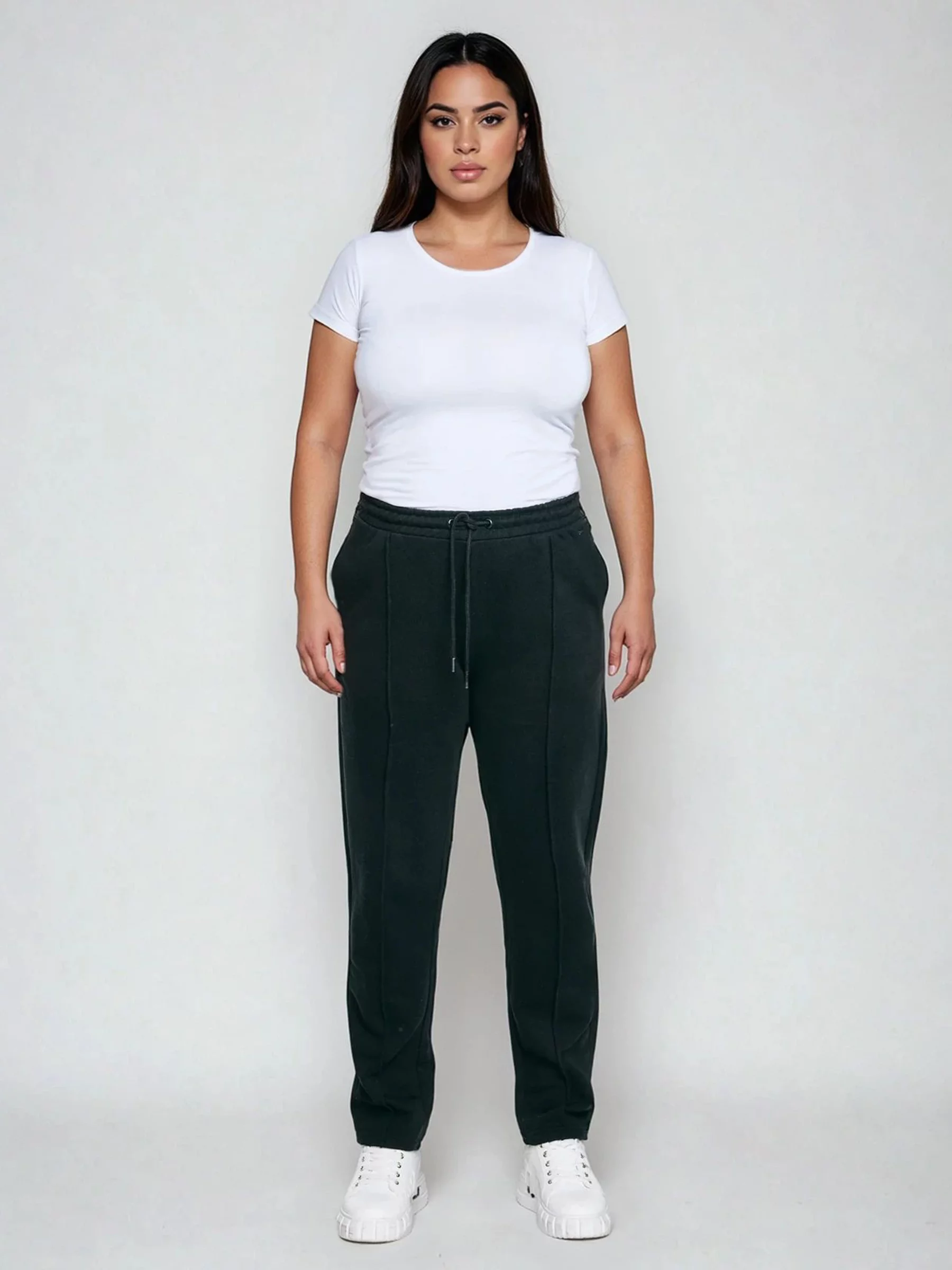 Spodnie damskie dresowe z przeszyciem czarne Pixelinap 906