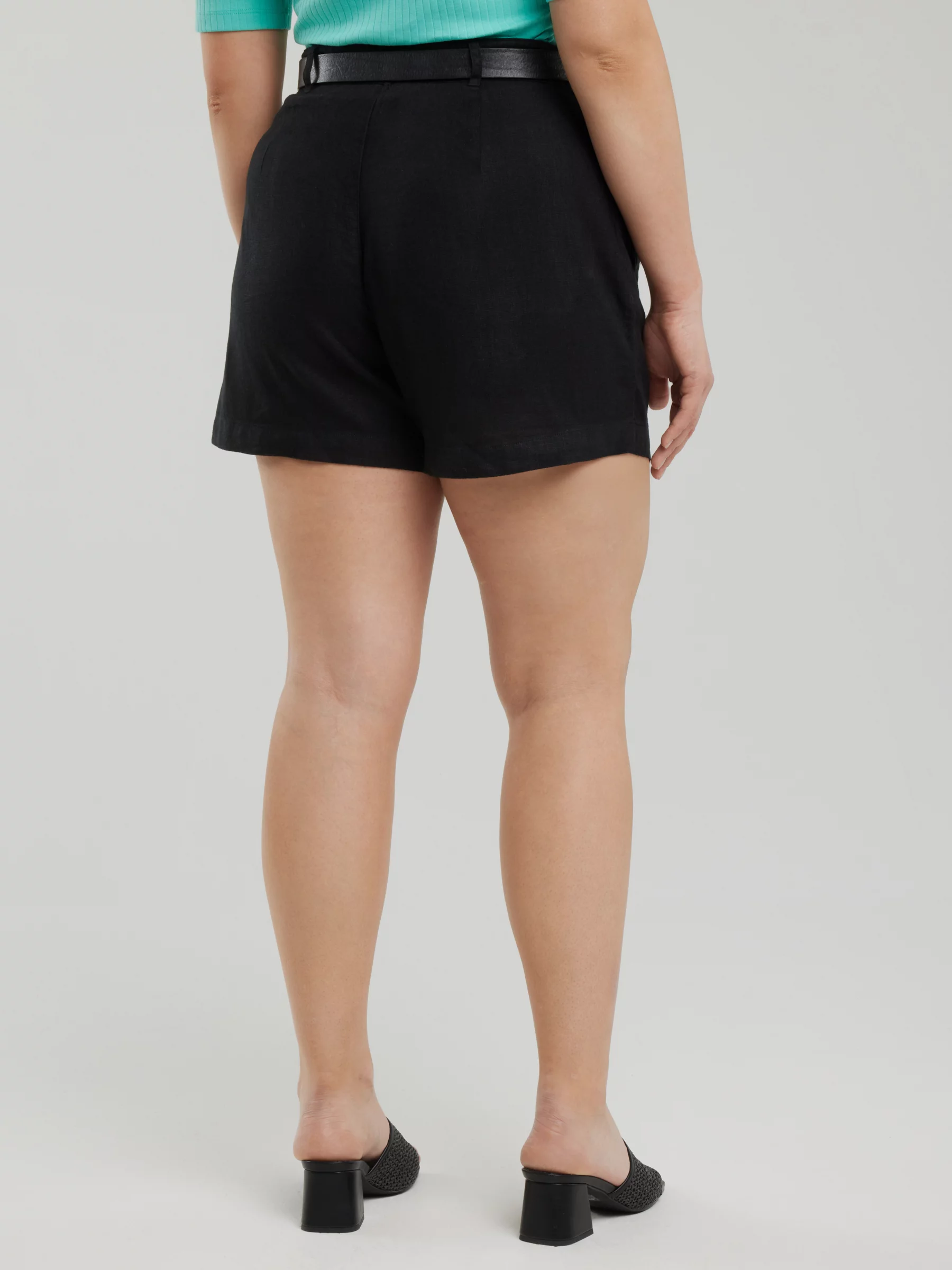 Szorty damskie lniane czarne Kaley 906